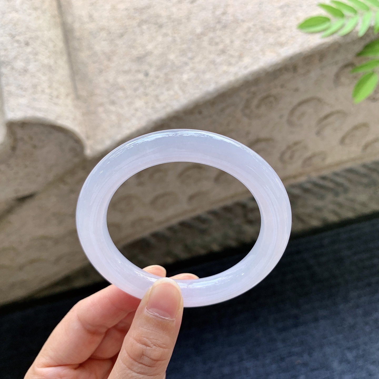 圆条52 53 圈口53.3/9.6/10 编码QX091543 糯冰粉紫，水润，种老，细腻，无裂