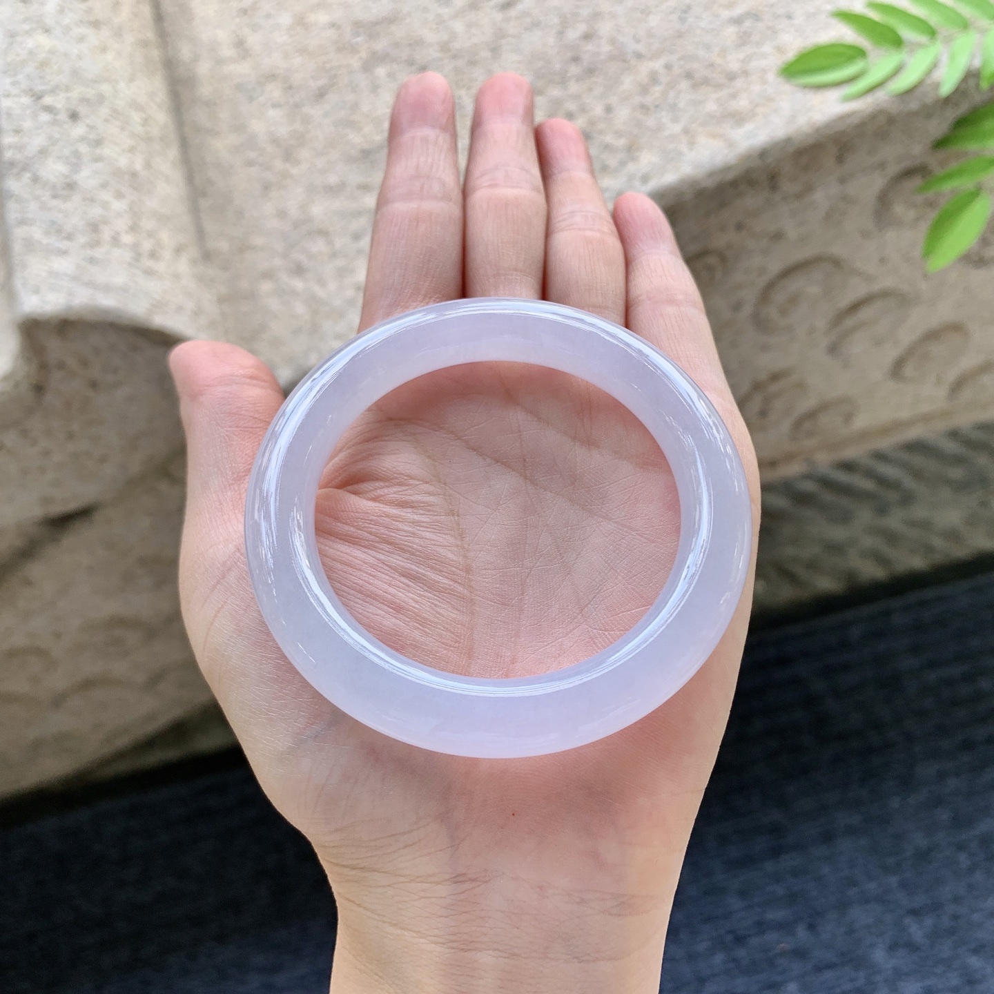 圆条52 53 圈口53.3/9.6/10 编码QX091543 糯冰粉紫，水润，种老，细腻，无裂