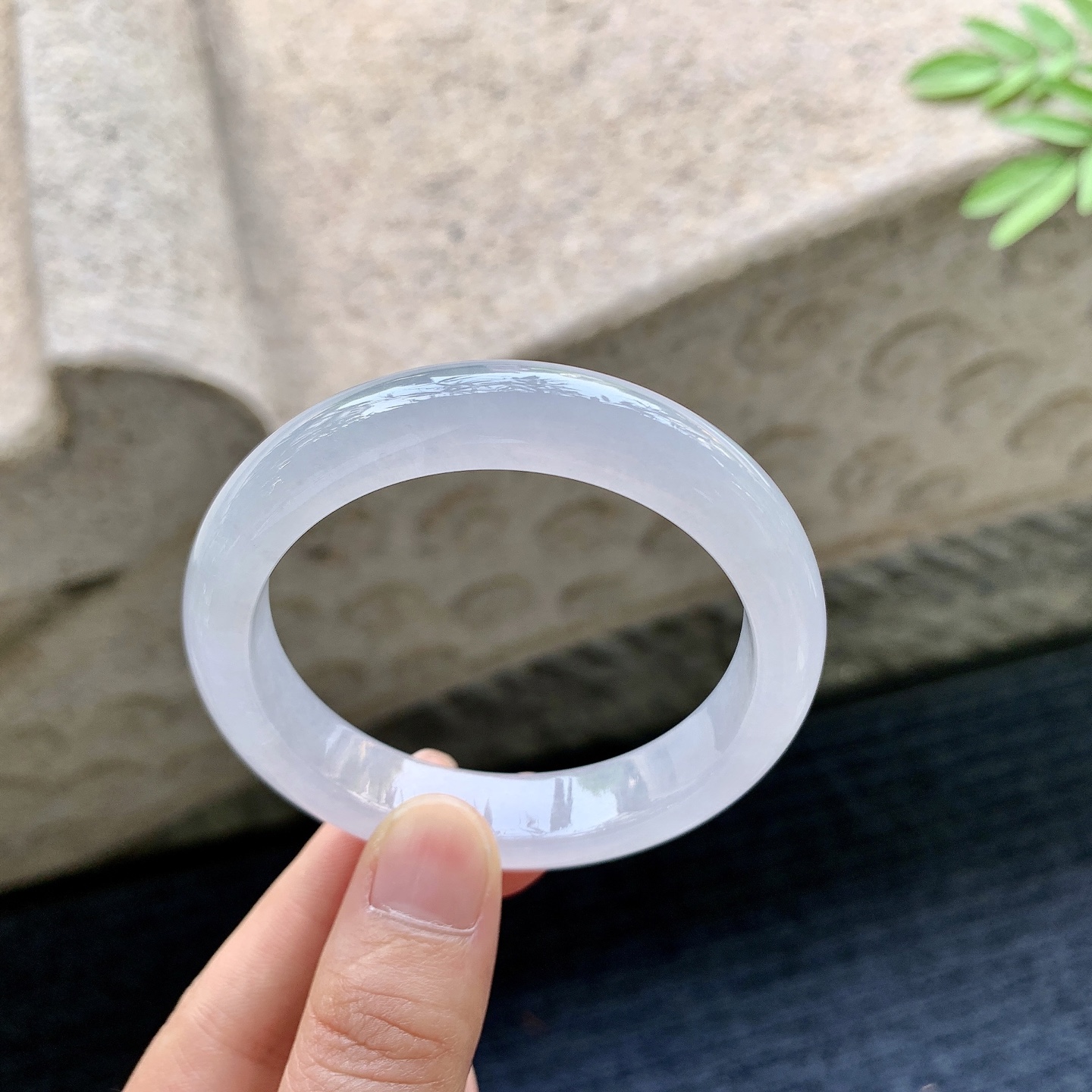 正圈50 51 圈口51.6/11.5/7.7 编码FL090931 糯冰粉紫，水润，种老，细腻，有棉纹