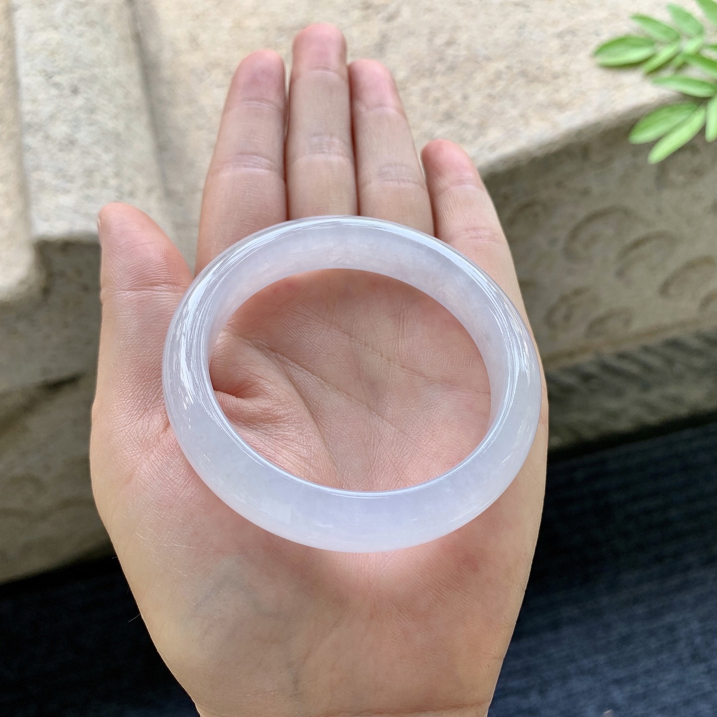 正圈50 51 圈口51.6/11.5/7.7 编码FL090931 糯冰粉紫，水润，种老，细腻，有