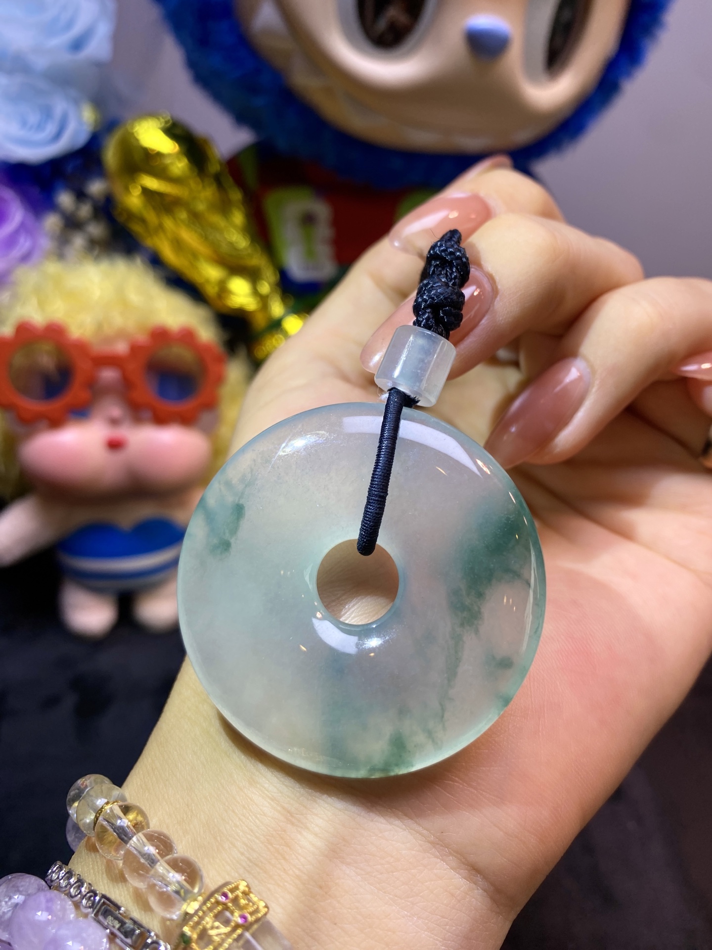 飘花甜甜圈吊坠 裸石：45.7-7.6
