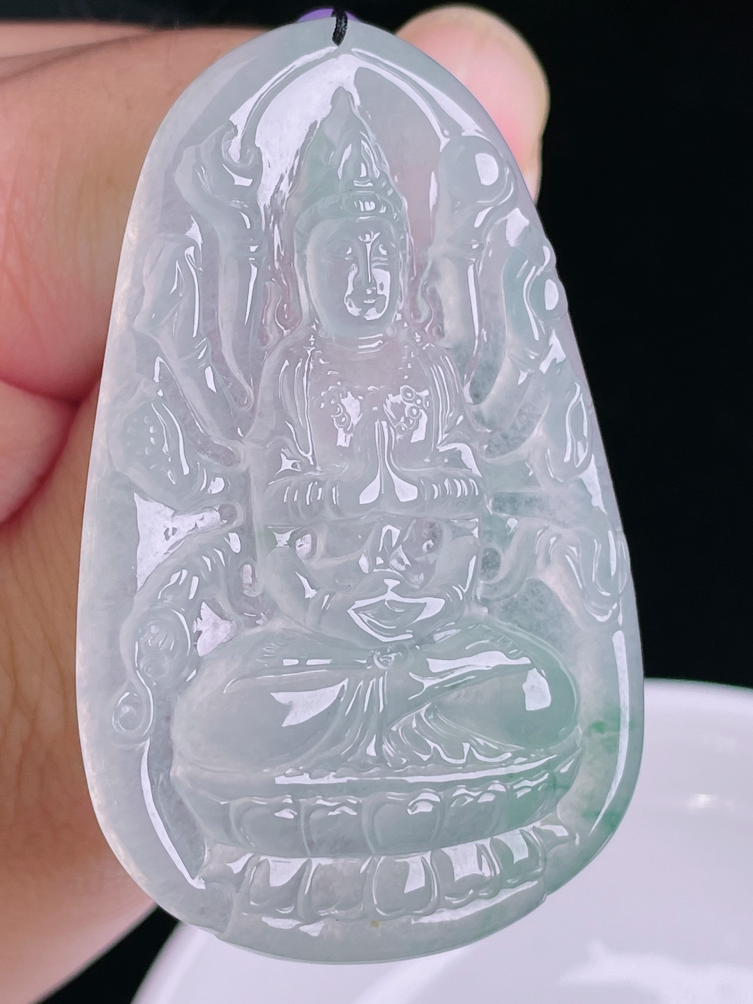 ️冰种千手观音，老种起光，细底通透，尺寸：59.4/37.4/6.3mm0915