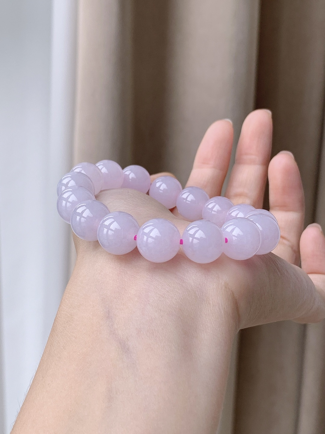 【珠子】手串圆珠珠子手串 【说明】缅甸 性比高 粉紫 【尺寸】12mm 【重量】52.2克