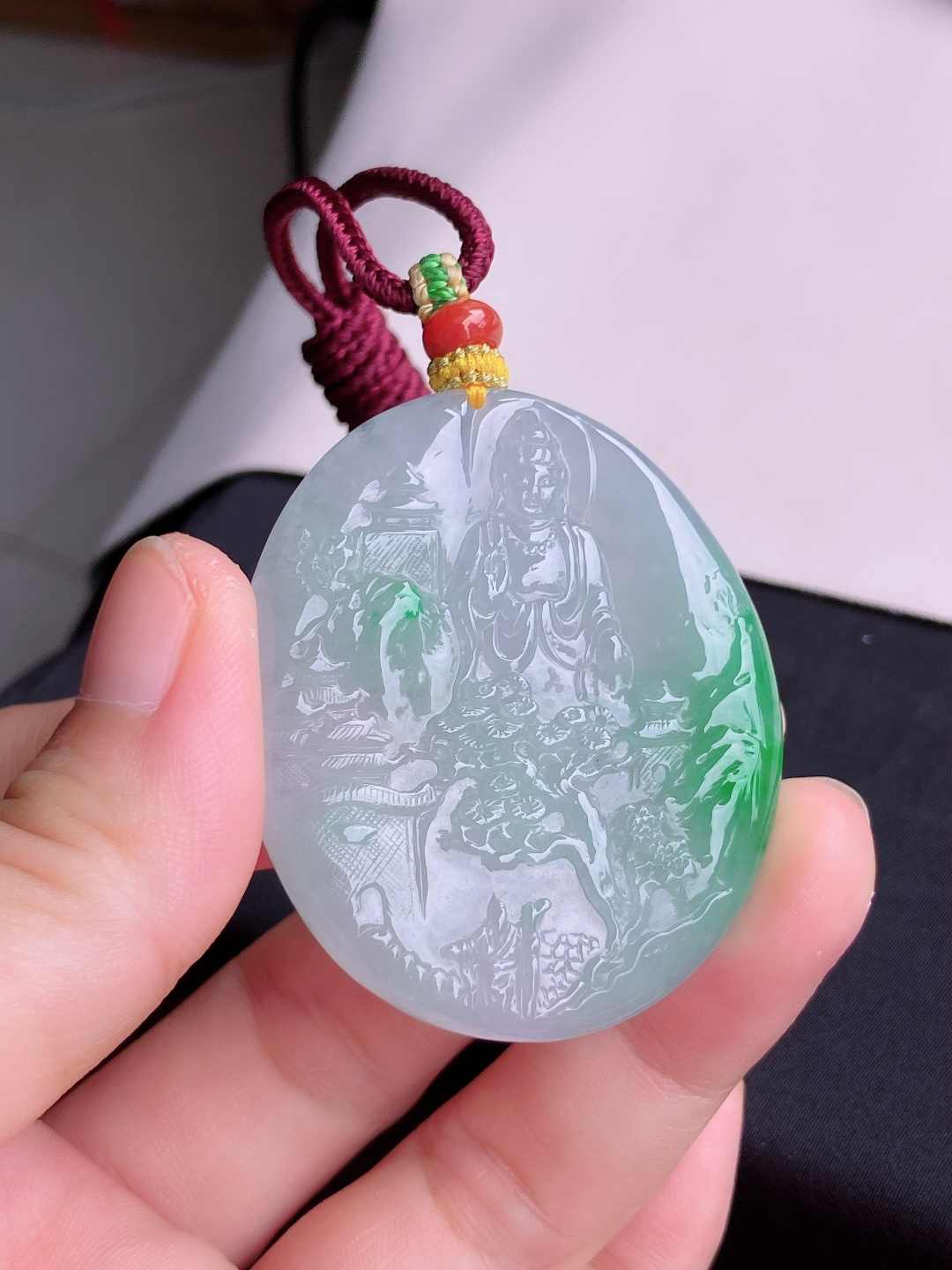️，冰飘绿山水牌，意境美，尺寸49.3/40.8/6/自然光实拍