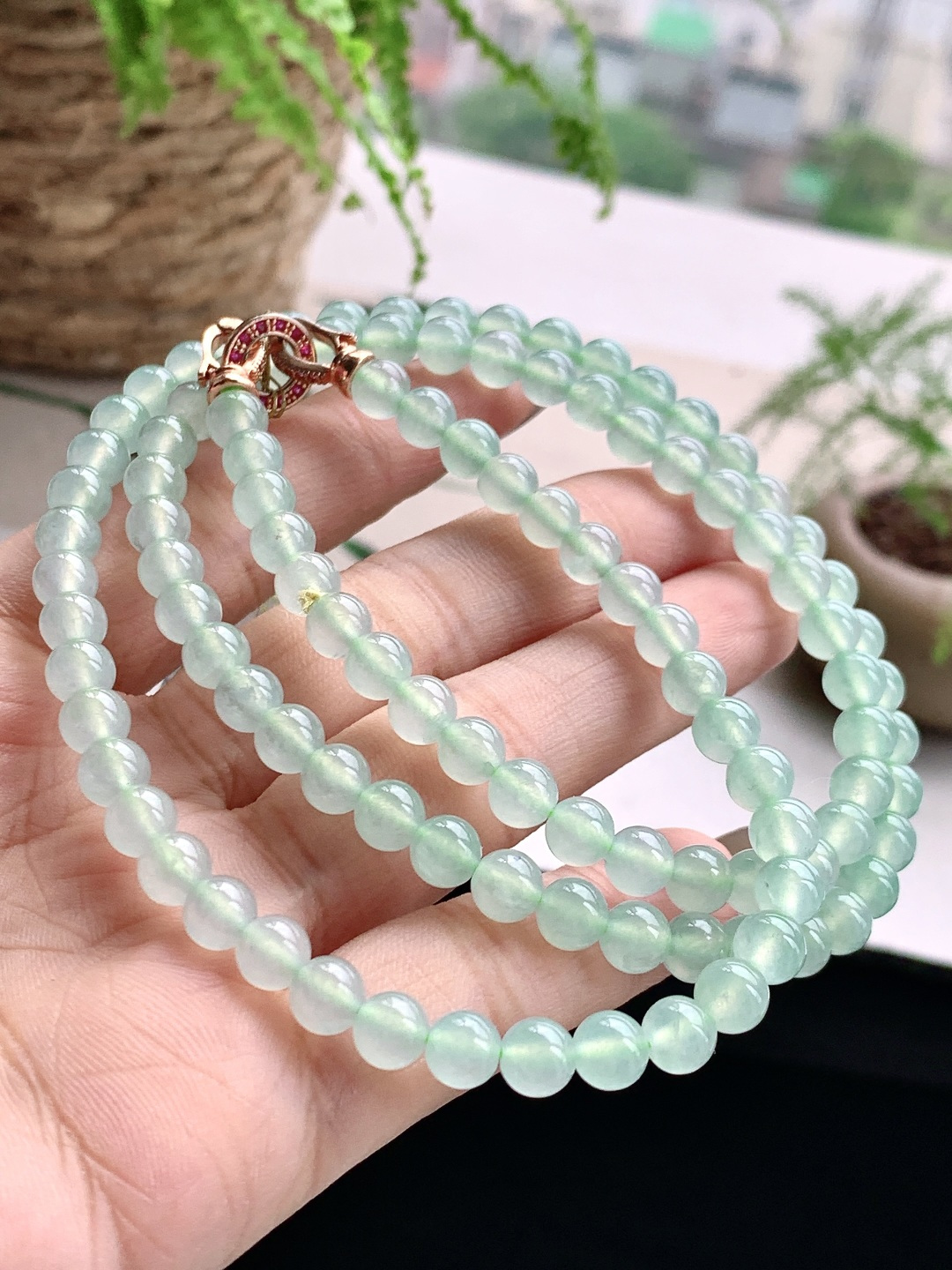 【珠子】️冰晴水珠链圆珠子珠链 【说明】缅甸 性比高 【尺寸】6mm，32cm 【重量】41克