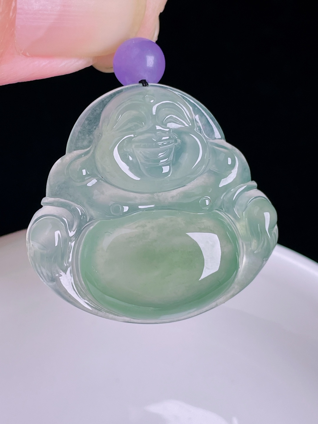 冰绿佛公，老种起光，细底通透，尺寸：28.9/30.7/6mm0915