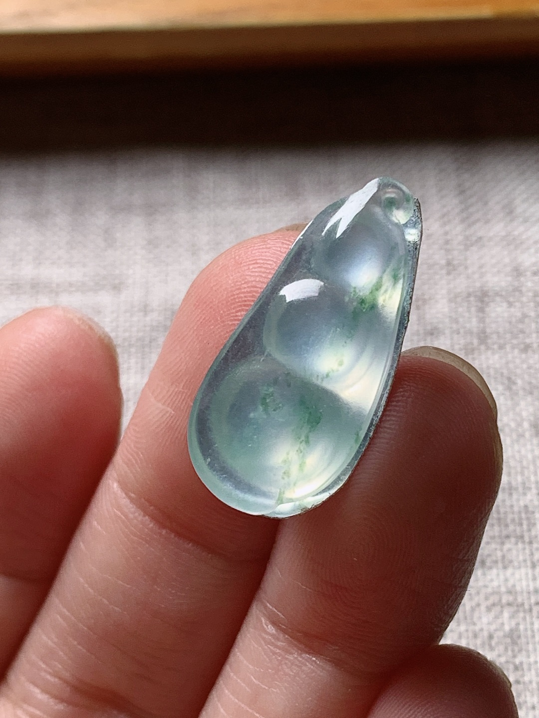 ️冰种飘花福豆，水润种老 0915 尺寸23.3*10.9*4.4