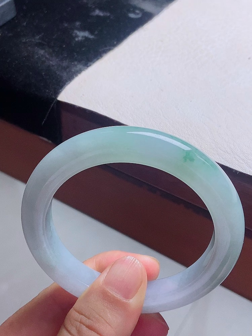 正圈翡翠手镯 冰润水足 飘花无裂 55-10.8-9.2