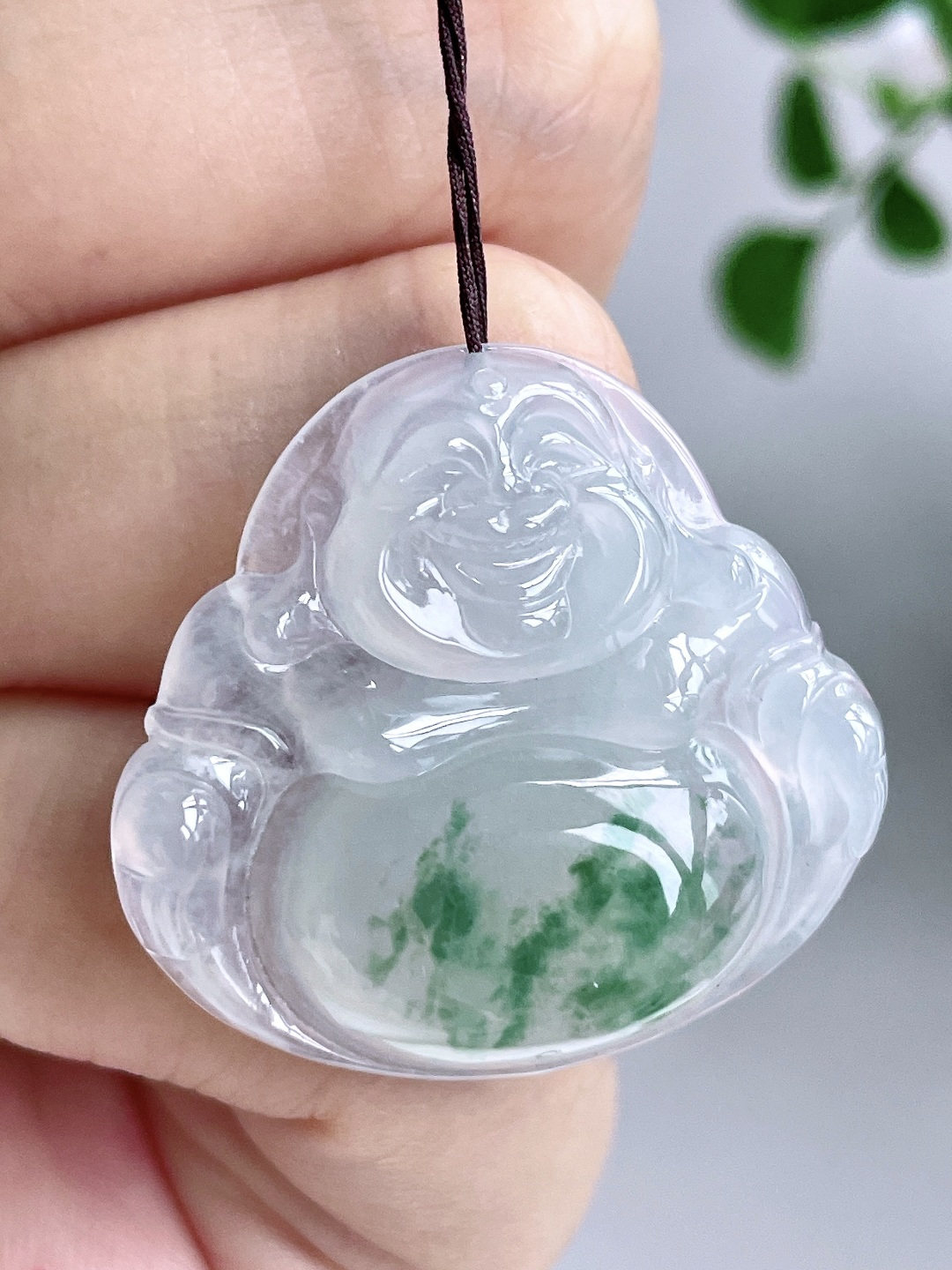 【裸石】冰糯种飘花佛公吊坠 【说明】缅甸 无裂 性比高 肚里藏金 【尺寸】 29.7-32-5.7