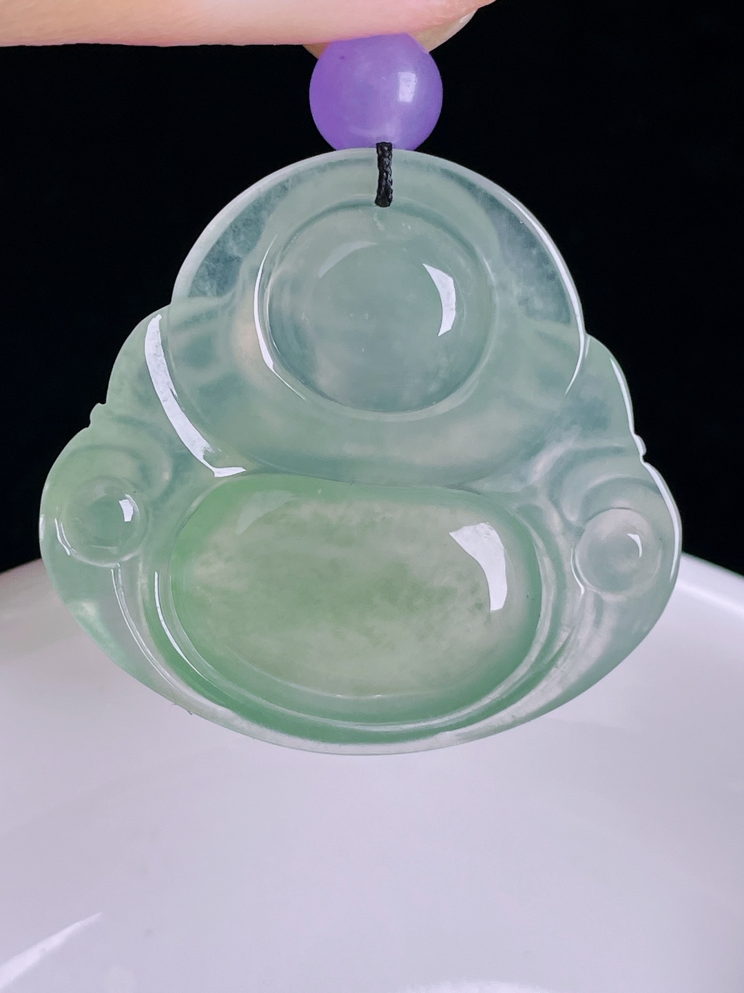 冰绿佛公，老种起光，细底通透，尺寸：28.9/30.7/6mm0915