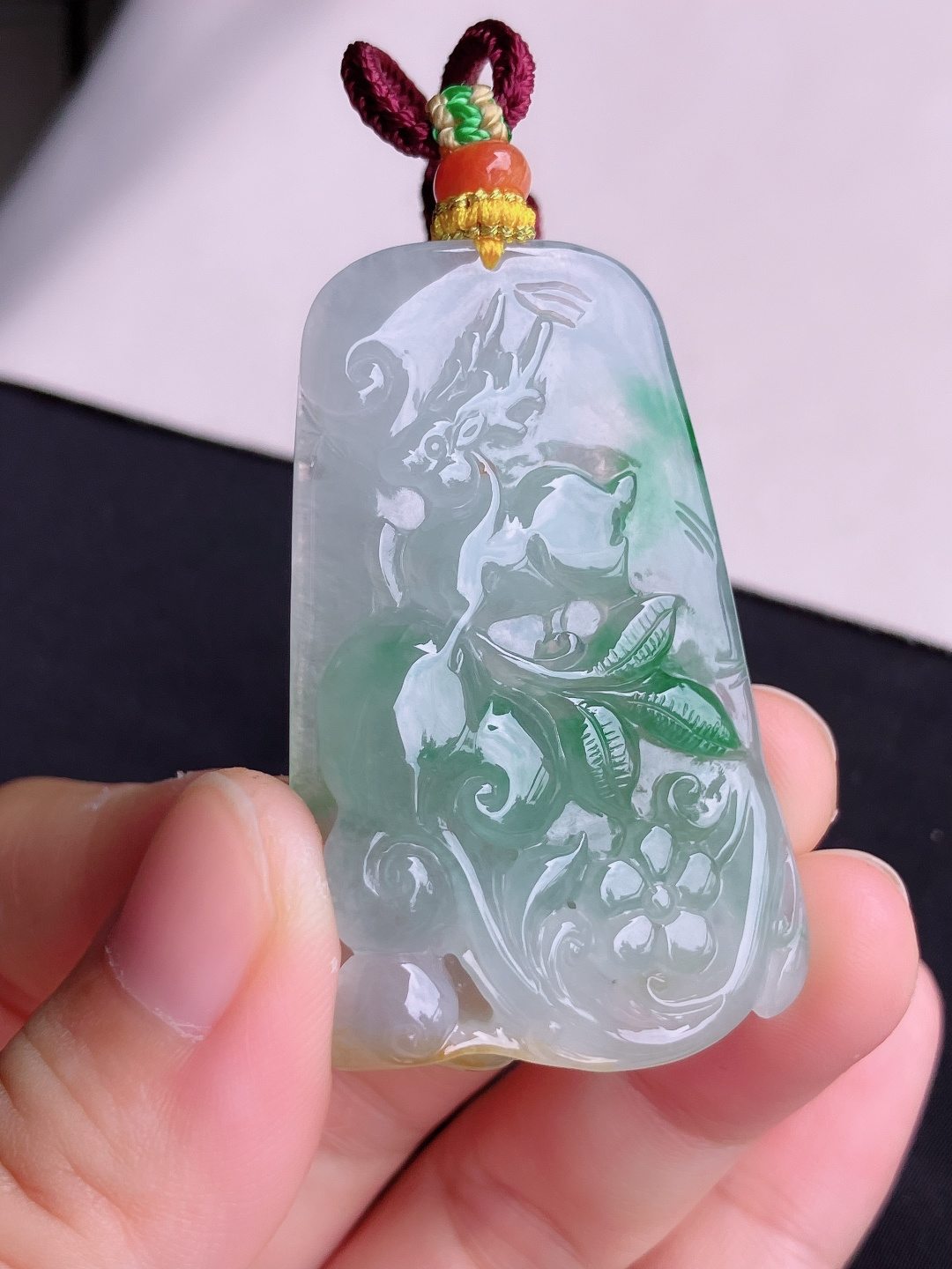 ️，冰种飘花一路平安，晶莹剔透，尺寸51/32.2/9.3/自然光实拍