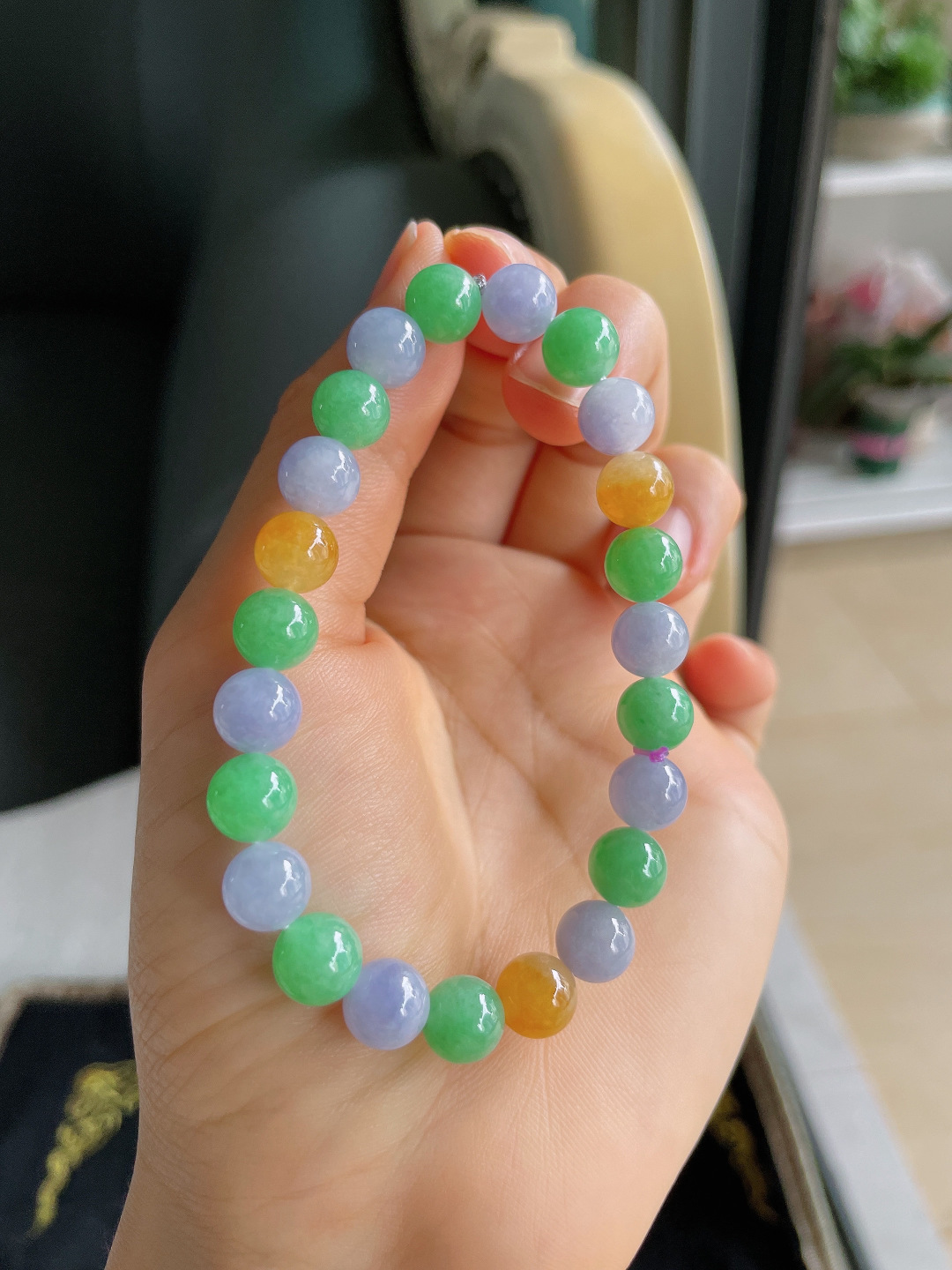 ️，缅甸天然翡翠A货，冰多宝手链，尺寸：8mm。【编4267】