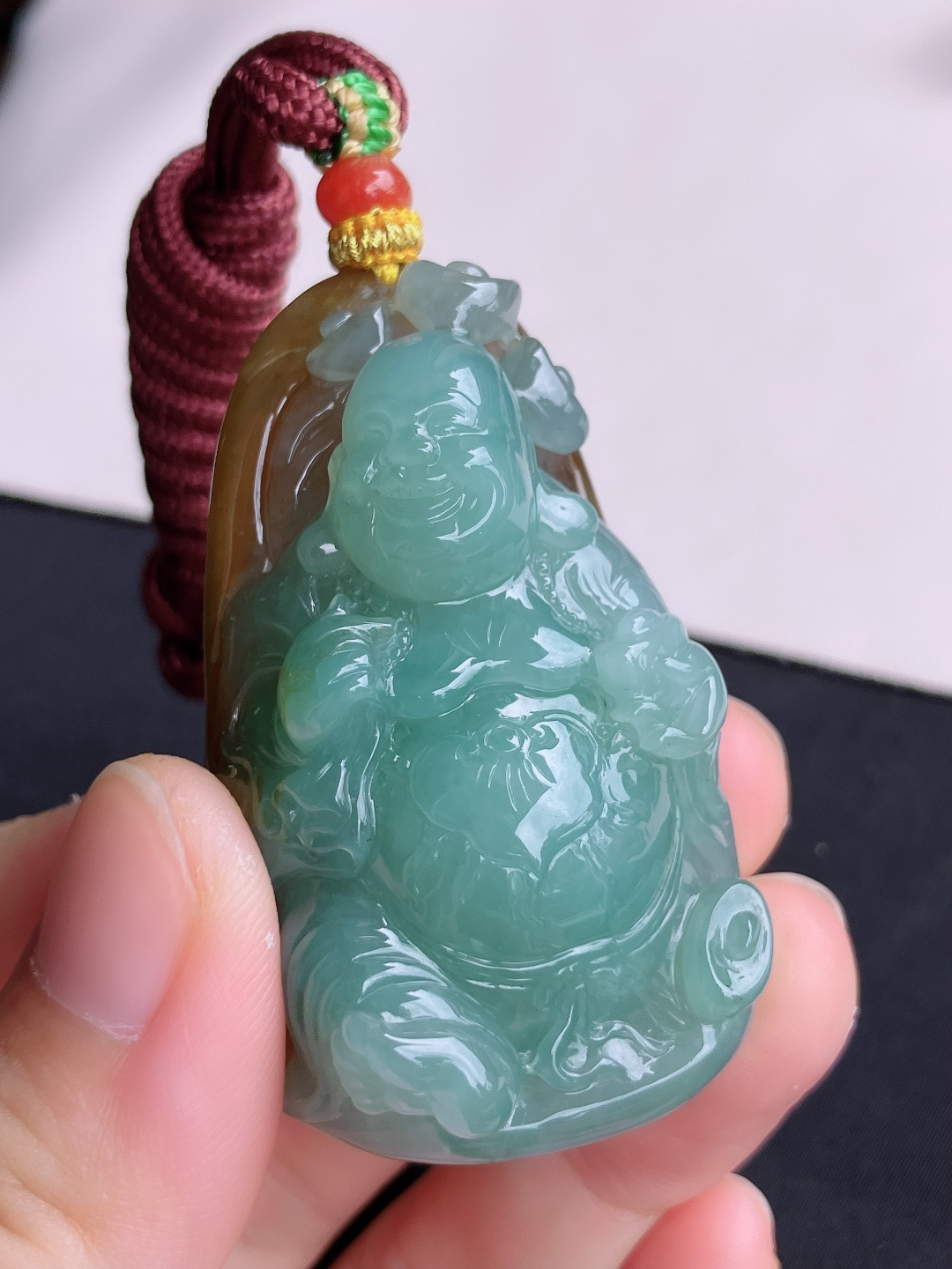 ️，双彩布袋佛，饱满大气，尺寸51.8/33/16.5/自然光实拍