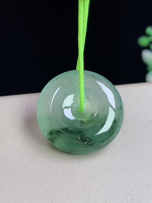 冰飘花平安扣，无裂，尺寸18.9-5.2mm，j15zg9