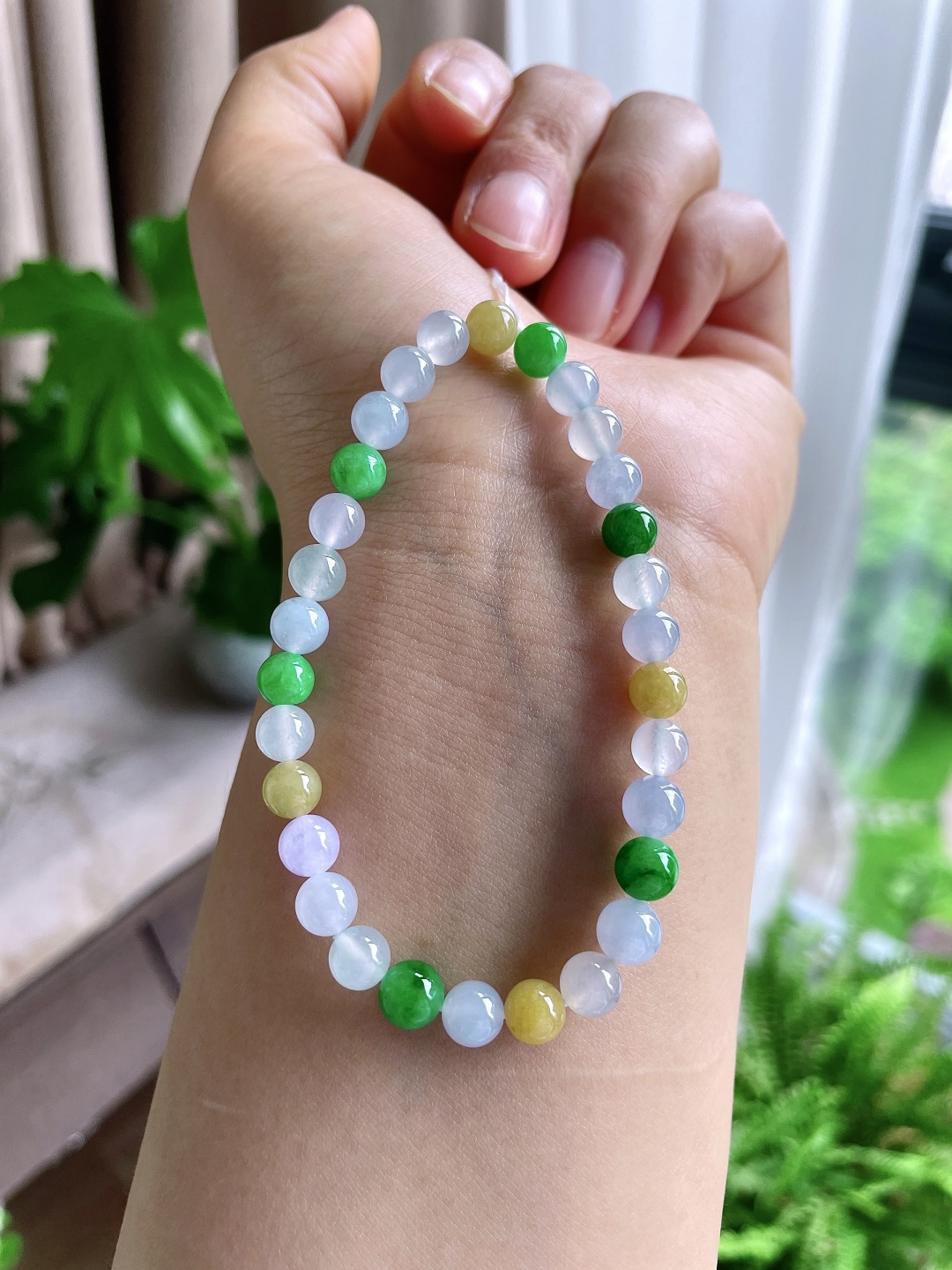 【珠子】冰多宝手链圆珠珠子手链 【说明】缅甸 性比高 【尺寸】6mm 【重量】12.4克