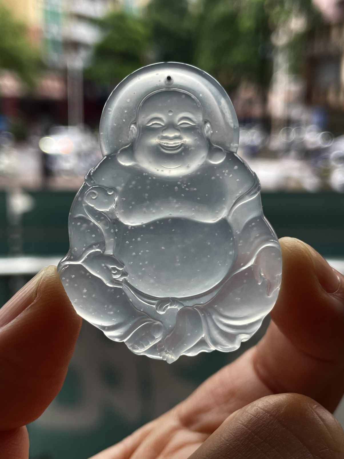 【玻璃种佛公】老坑雪花棉，冰感动人，通透闪耀，光可鉴人，佳品推荐，收藏品质，加龙作品