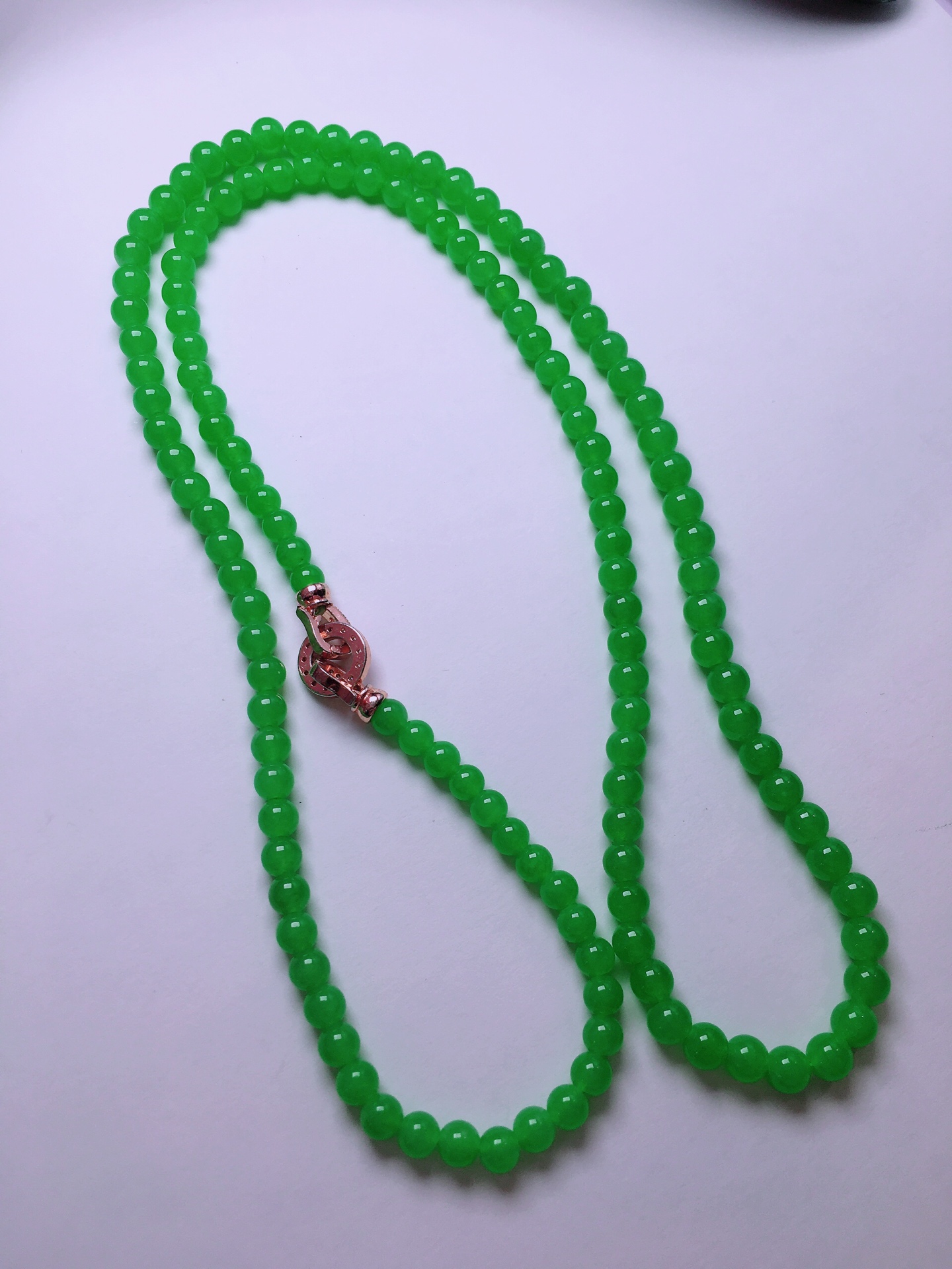 ️冰种绿珠子项链，晶莹剔透，新颖时尚，4.6-5.3