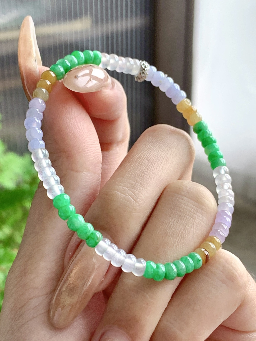 【珠子】🫧冰多宝手串算盘珠手串 【说明】缅甸 性比高 【尺寸】4.3-3mm 【重量】7.4克