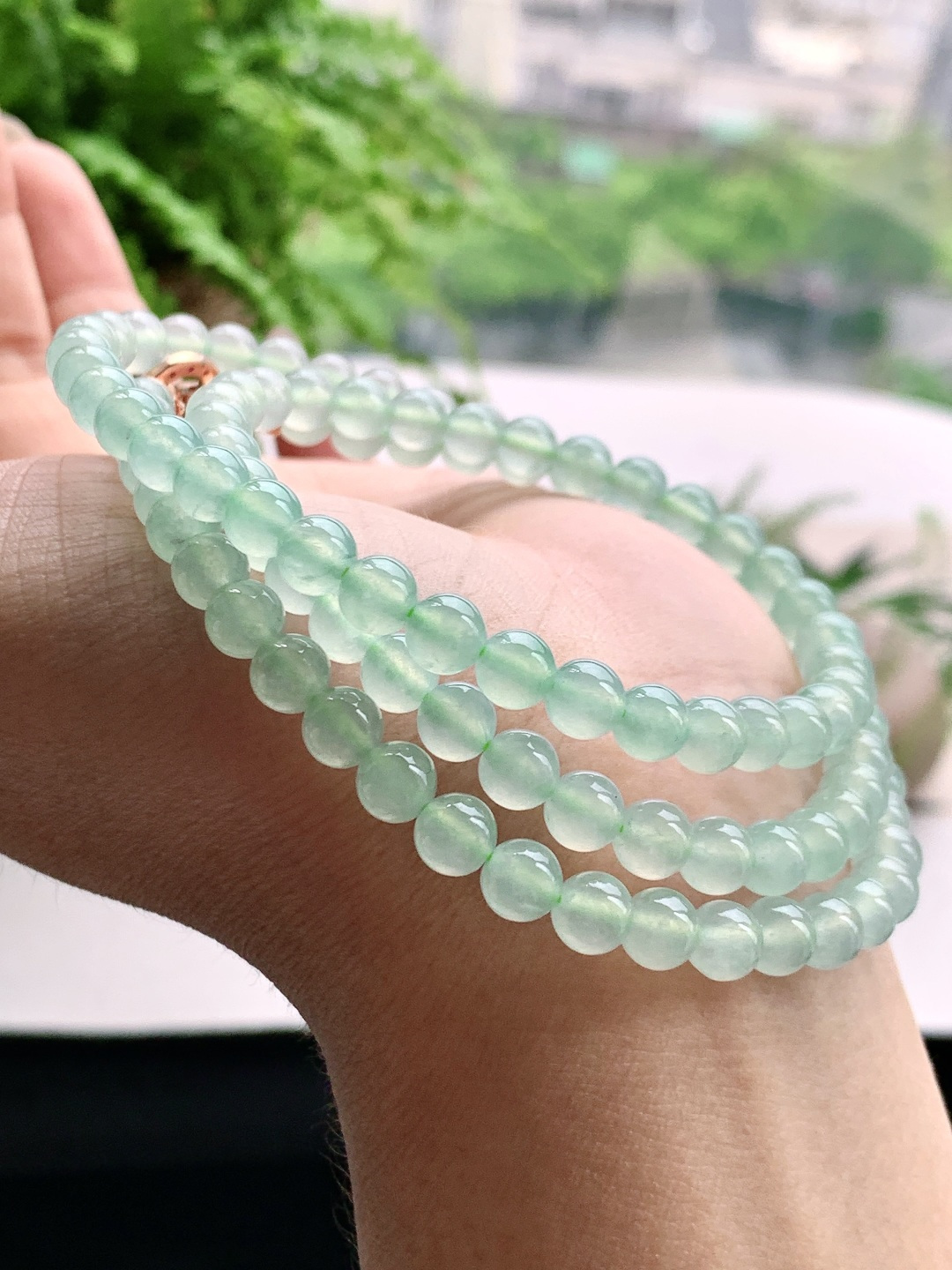 【珠子】️冰晴水珠链圆珠子珠链 【说明】缅甸 性比高 【尺寸】6mm，32cm 【重量】41克