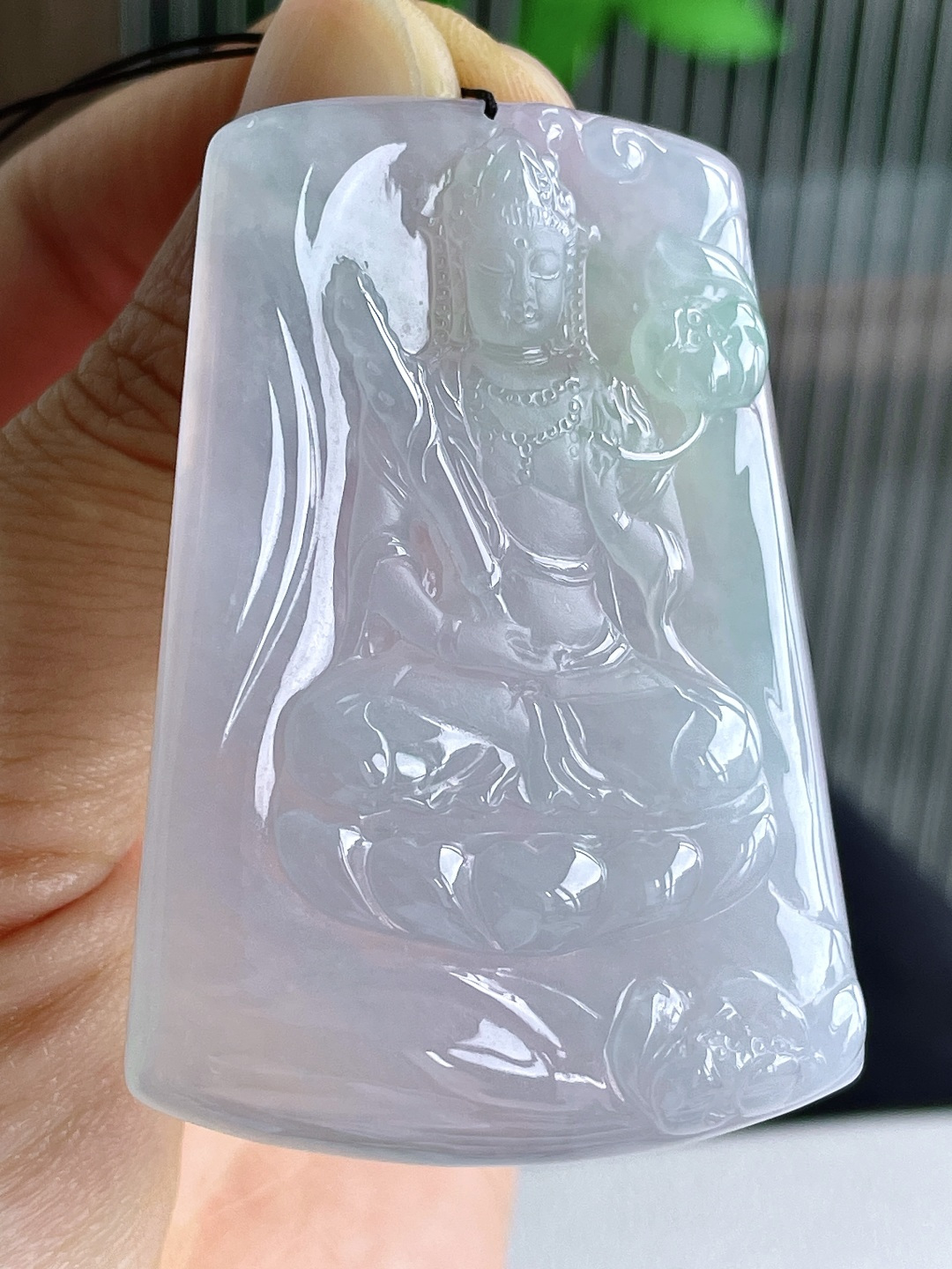 【裸石】冰糯种飘花虚空藏观音牌吊坠 【说明】缅甸 无裂 性比高 厚装 【尺寸】56.8-39.2-