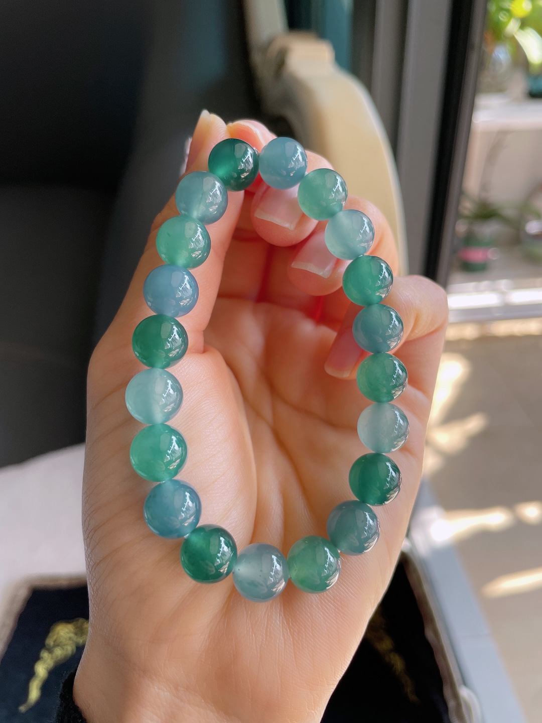 ️，天然翡翠A货，冰种多宝手链，尺寸：9.8mm。【编2780】