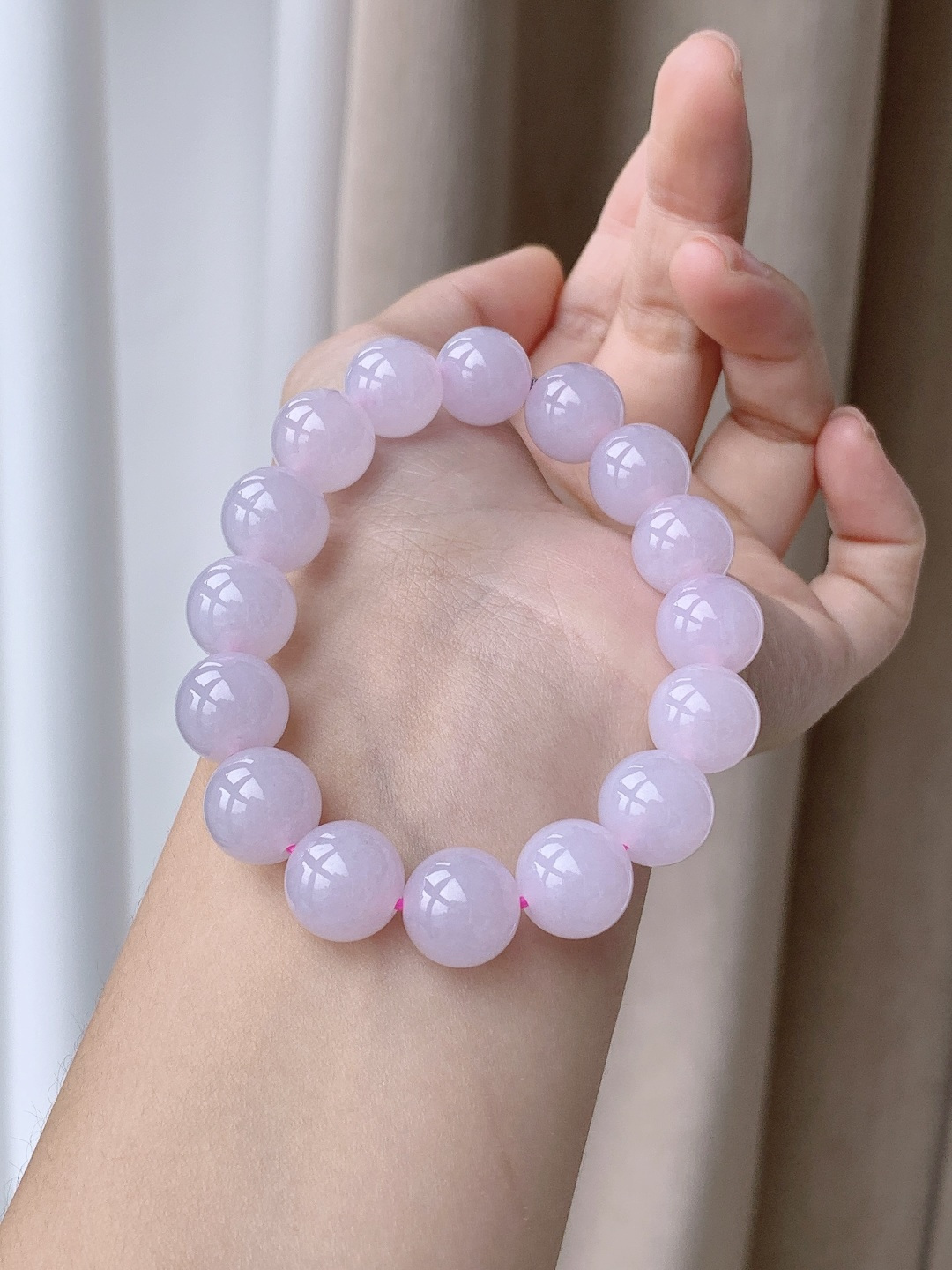 【珠子】手串圆珠珠子手串 【说明】缅甸 性比高 粉紫 【尺寸】12mm 【重量】52.2克