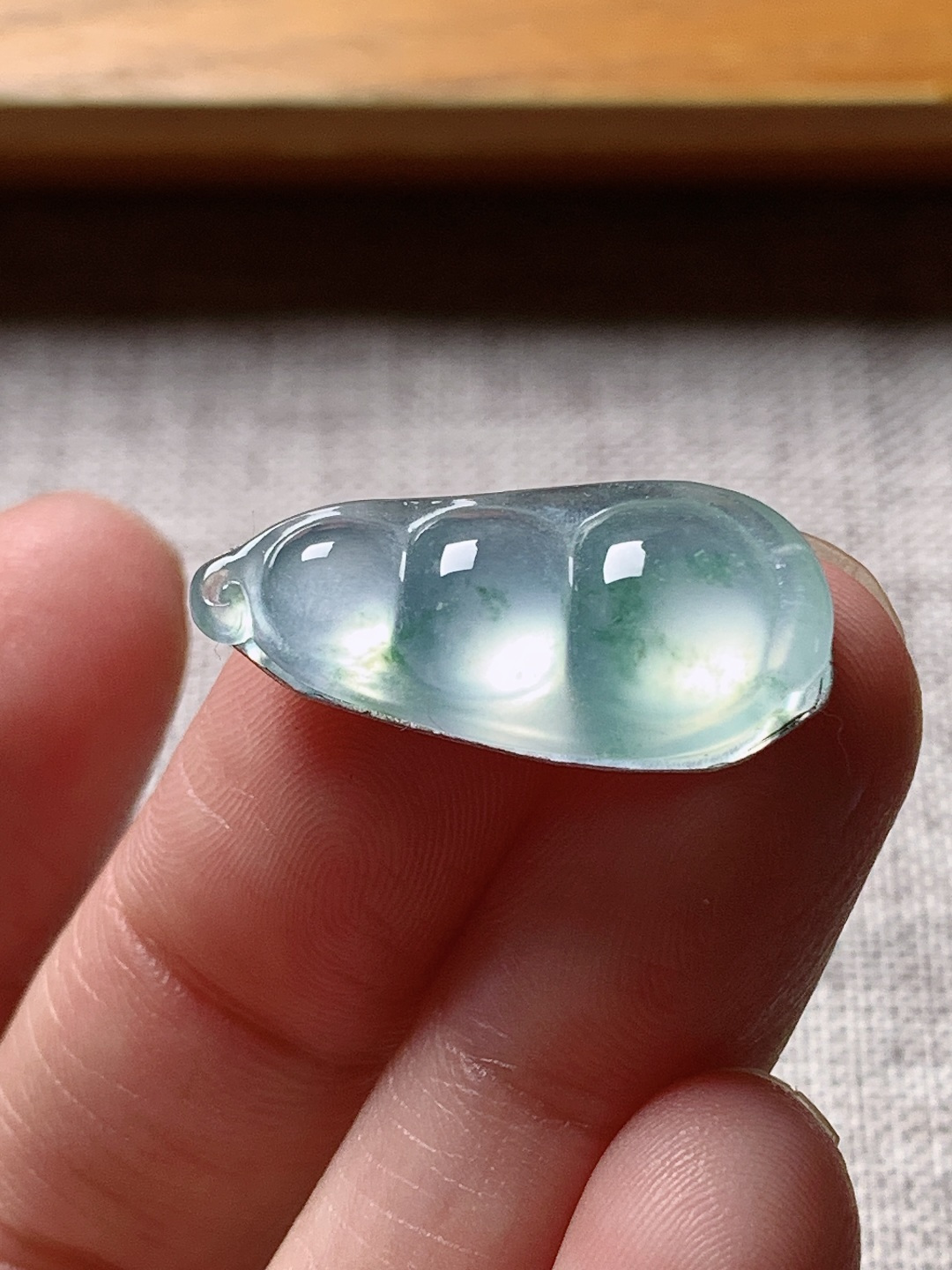 ️冰种飘花福豆，水润种老 0915 尺寸23.3*10.9*4.4