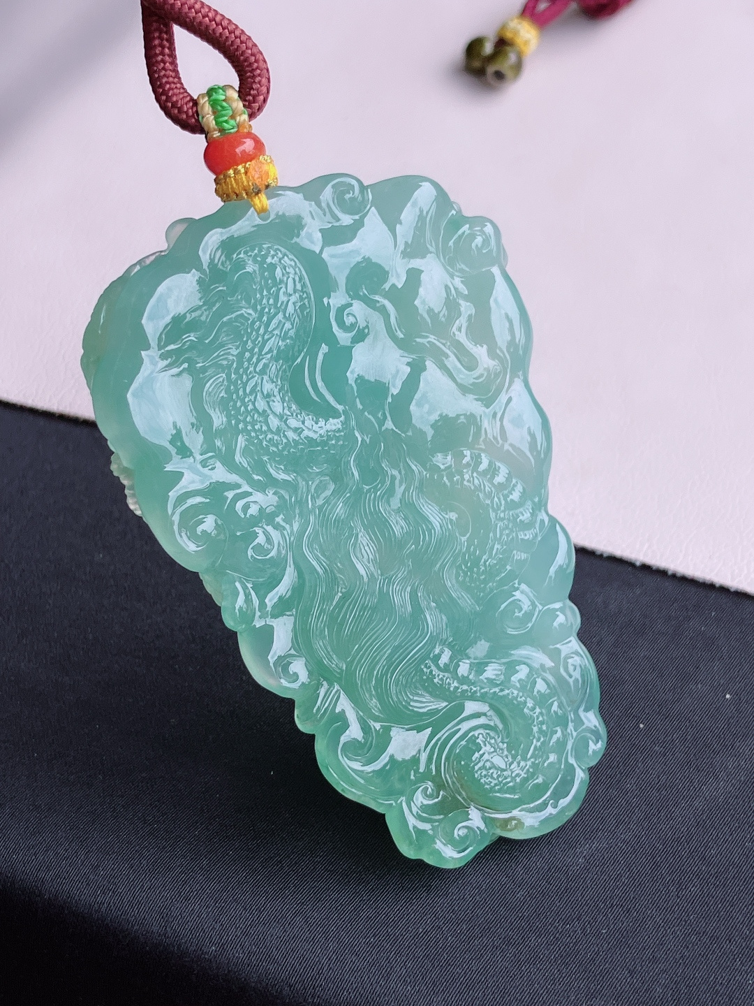 ️，绿底大龙牌，晶莹剔透，栩栩如生，尺寸72.6/48/12.6/自然光实拍