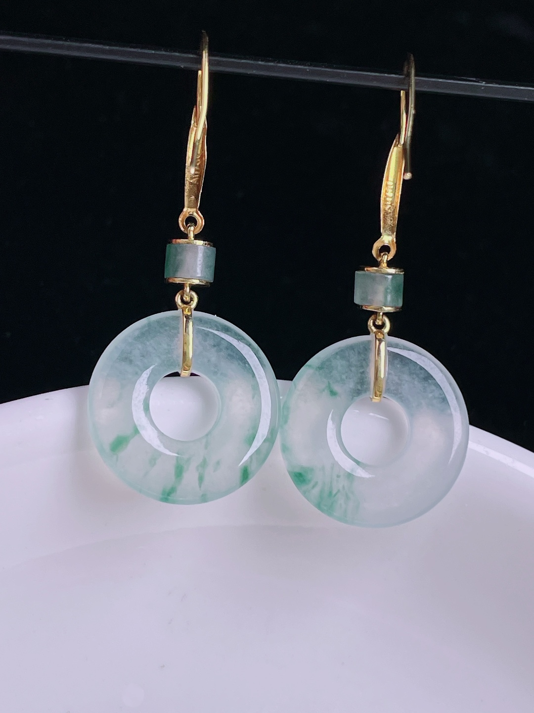 ️飘花耳坠，18k镶嵌，老种起光，细底通透，尺寸：32.7裸石14.4/2.5mm0915