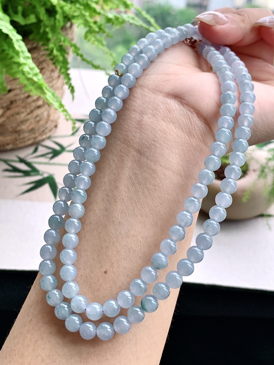 【珠子】️冰紫底珠链圆珠子珠链 【说明】缅甸 性比高 【尺寸】5.8，32cm 【重量】40克