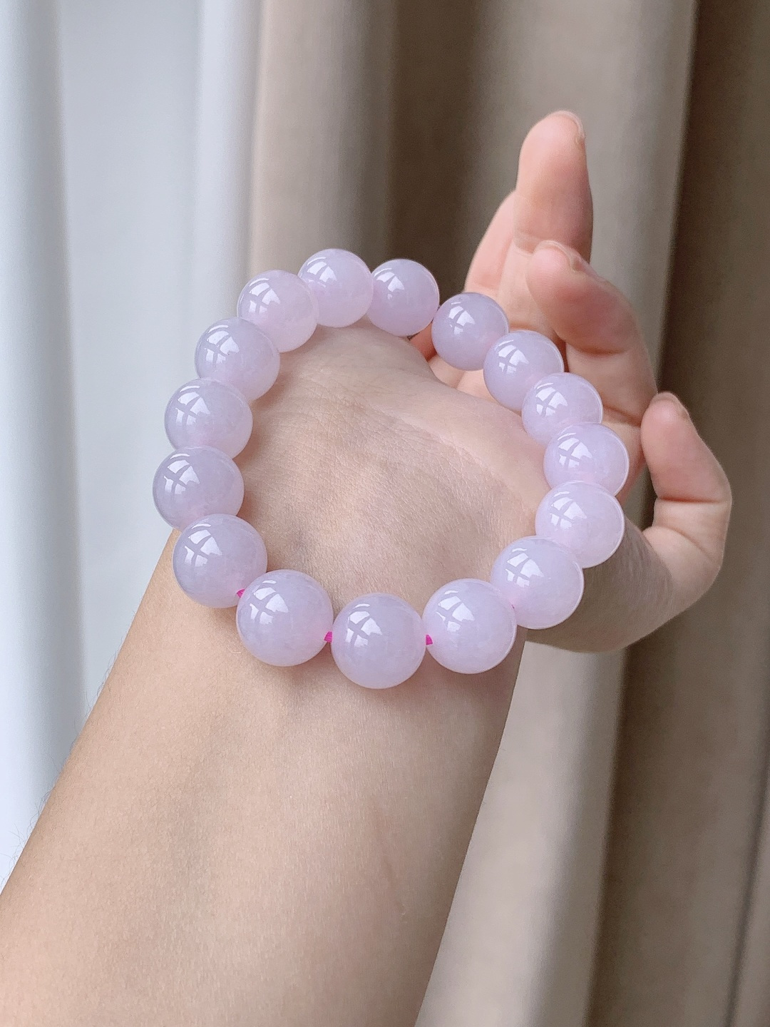 【珠子】手串圆珠珠子手串 【说明】缅甸 性比高 粉紫 【尺寸】12mm 【重量】52.2克