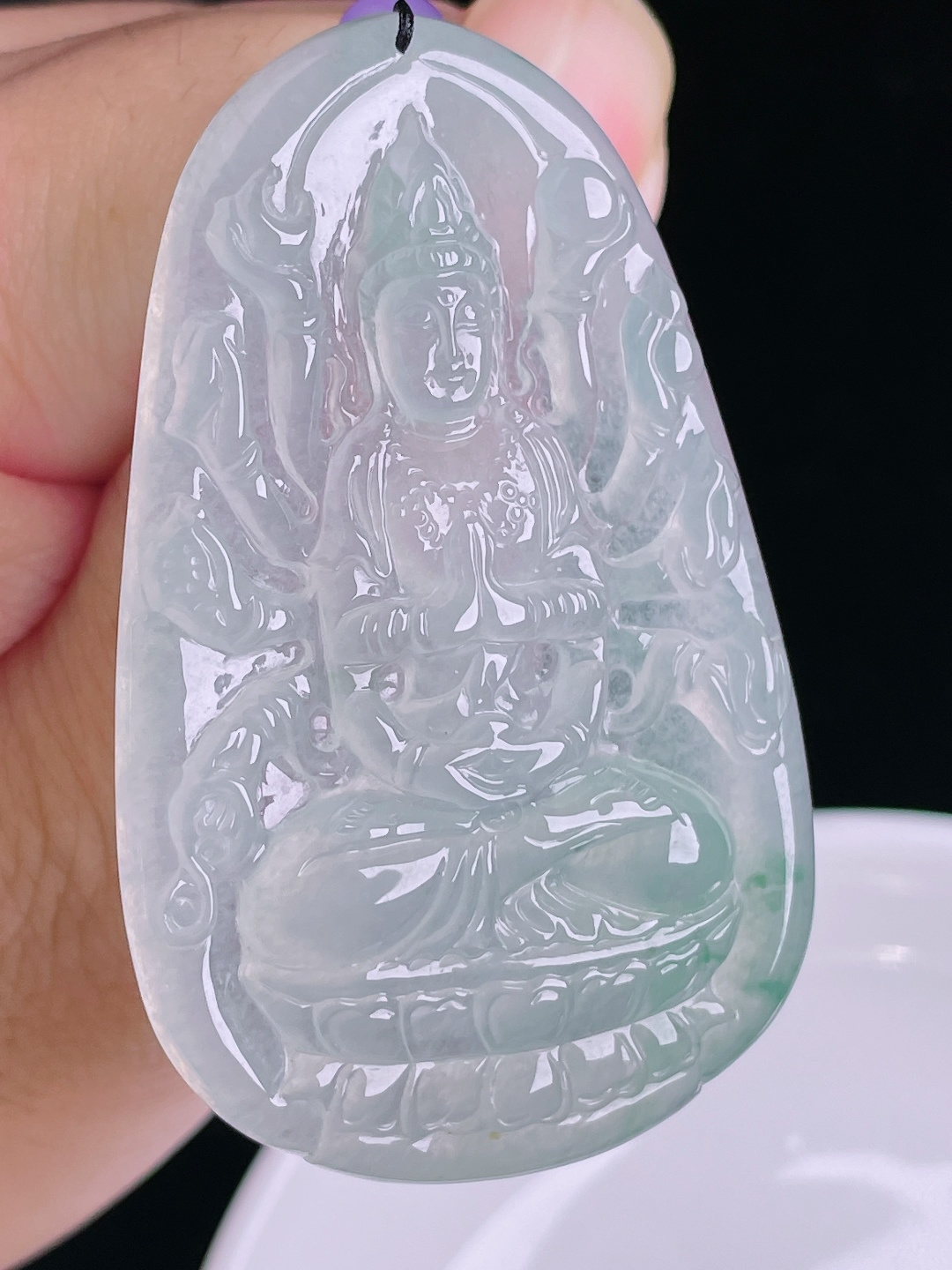 ️冰种千手观音，老种起光，细底通透，尺寸：59.4/37.4/6.3mm0915