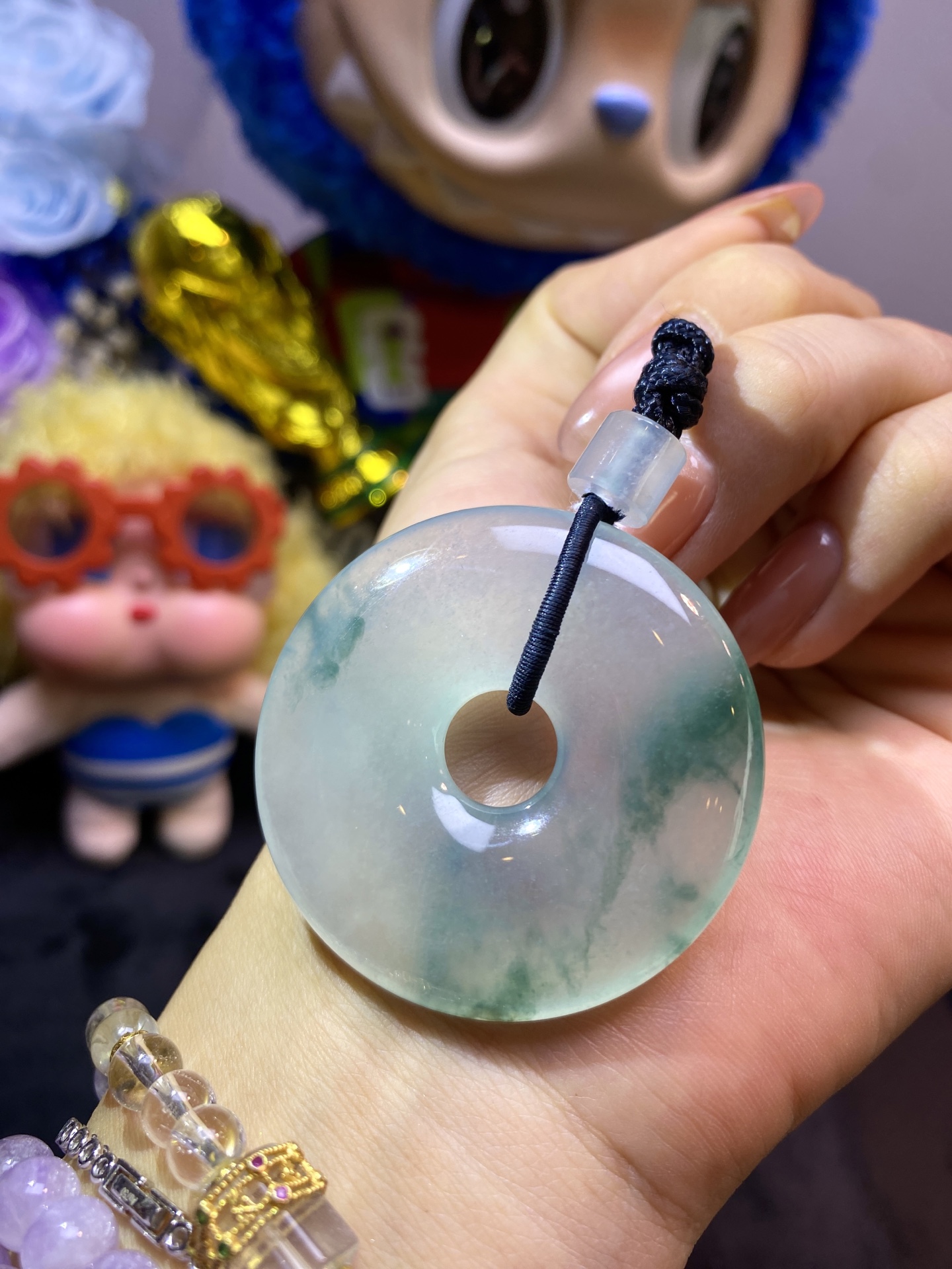 飘花甜甜圈吊坠 裸石：45.7-7.6