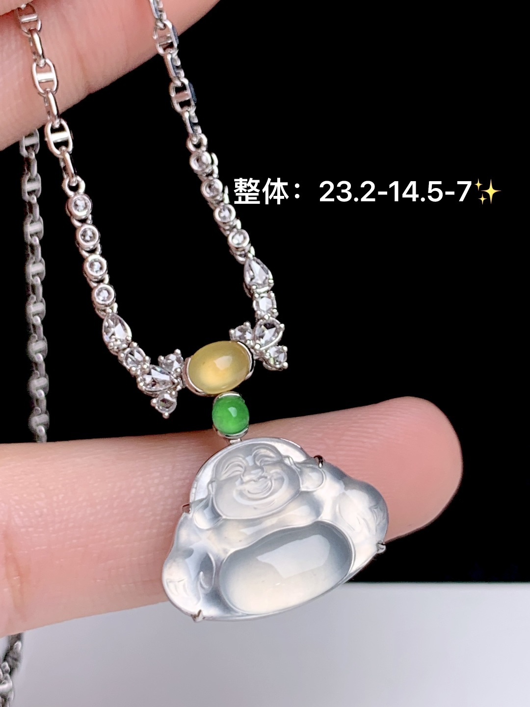 ️佛公锁骨链 18k金钻镶嵌，23.2-14.5-7