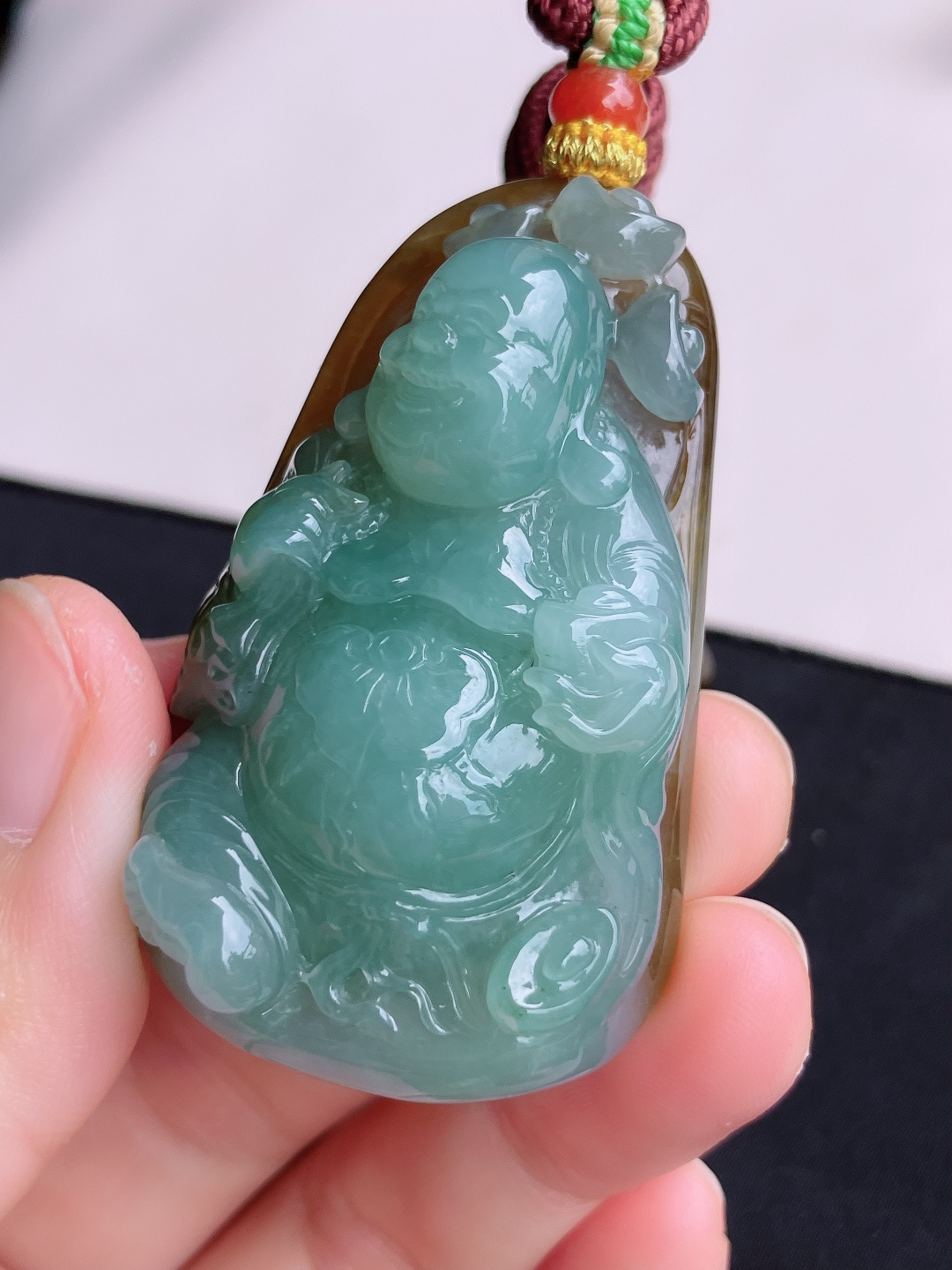 ️，双彩布袋佛，饱满大气，尺寸51.8/33/16.5/自然光实拍