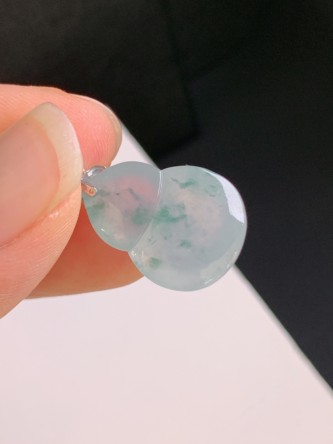 ️ 冰种飘花葫芦吊坠，种水通透，飘花灵动，福禄双全 裸石18.8-13.8-6.8 整体23.9 45