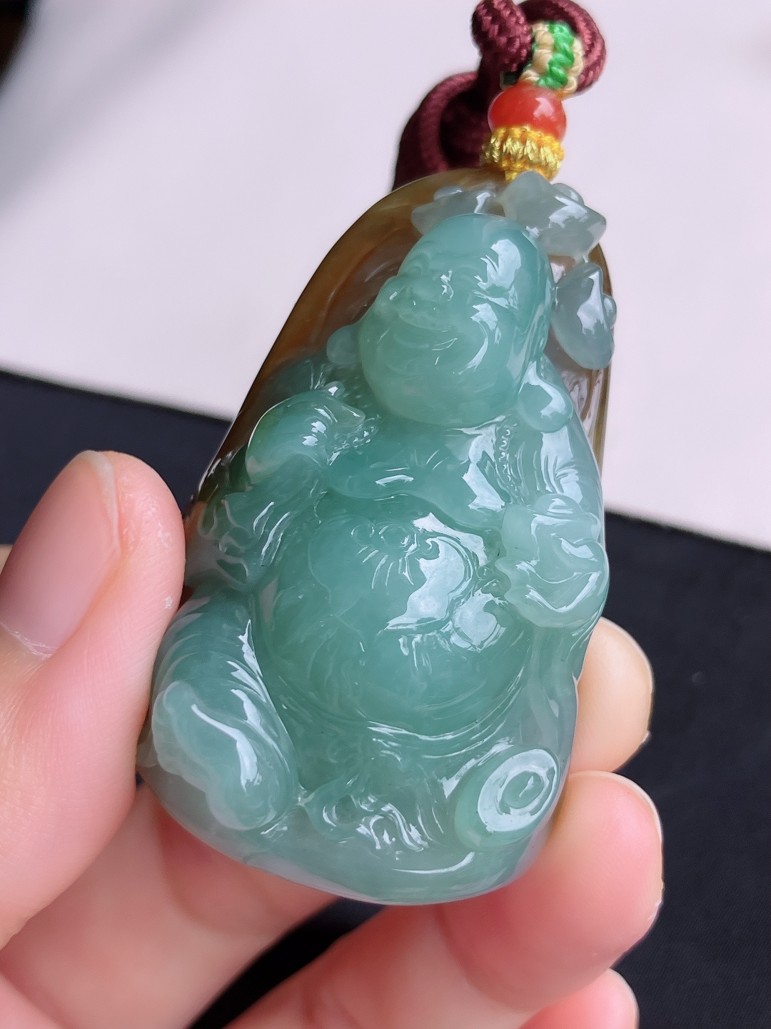 ️，双彩布袋佛，饱满大气，尺寸51.8/33/16.5/自然光实拍