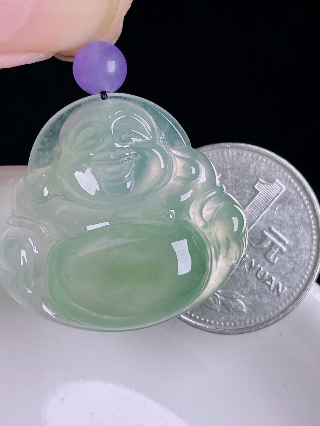 冰绿佛公，老种起光，细底通透，尺寸：28.9/30.7/6mm0915