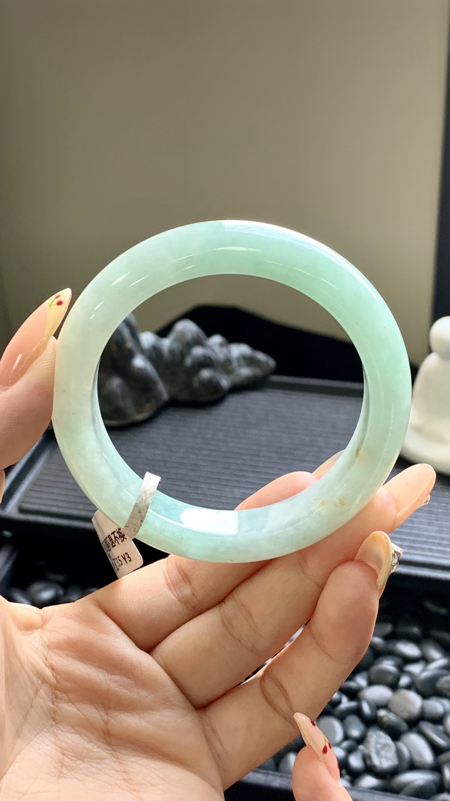 果绿洒金正圈成品 HYY-8595 尺寸：53.5-12-8.5