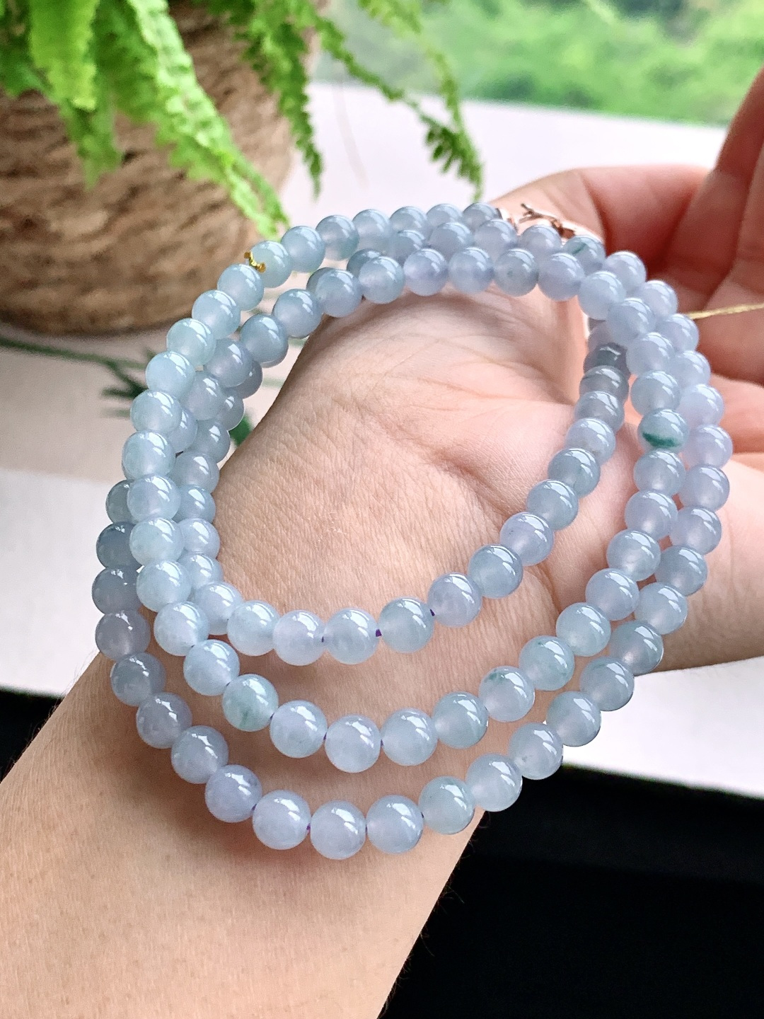 【珠子】️冰紫底珠链圆珠子珠链 【说明】缅甸 性比高 【尺寸】5.8，32cm 【重量】40克