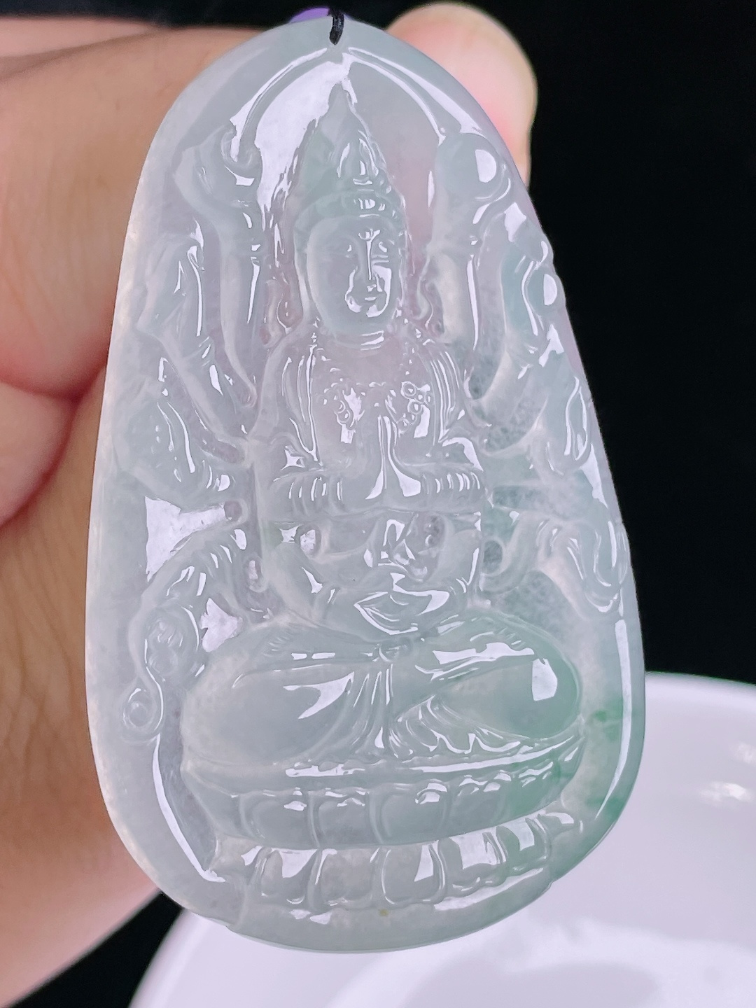 ️冰种千手观音，老种起光，细底通透，尺寸：59.4/37.4/6.3mm0915