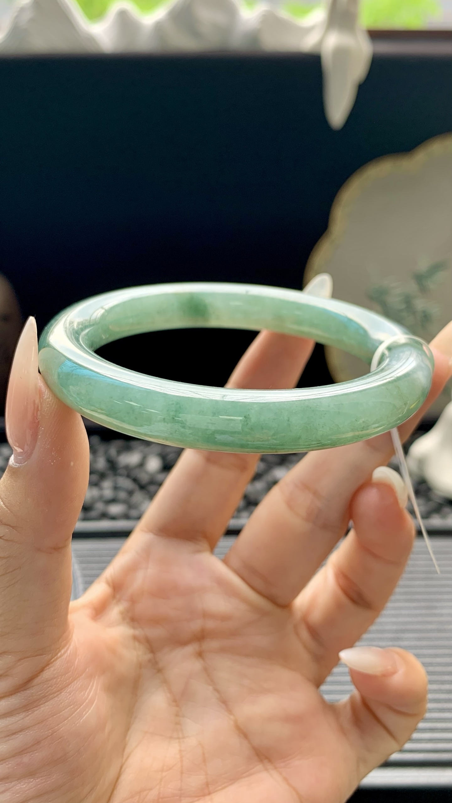油青飘花圆条手镯成品 HY-6518 尺寸：55-10-10