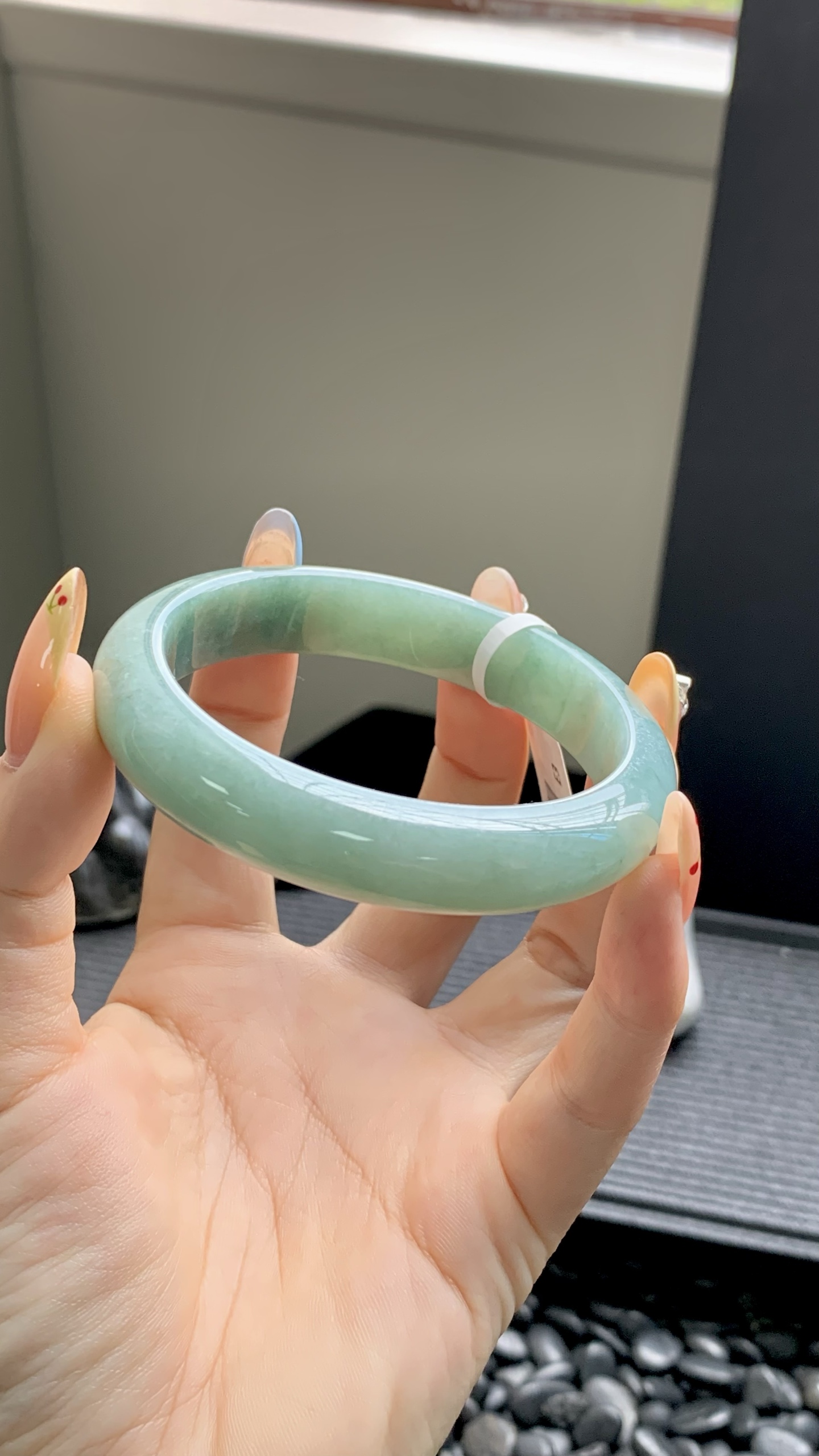 湖水绿正圈手镯成品 HYC-310 尺寸：57-12.5-8