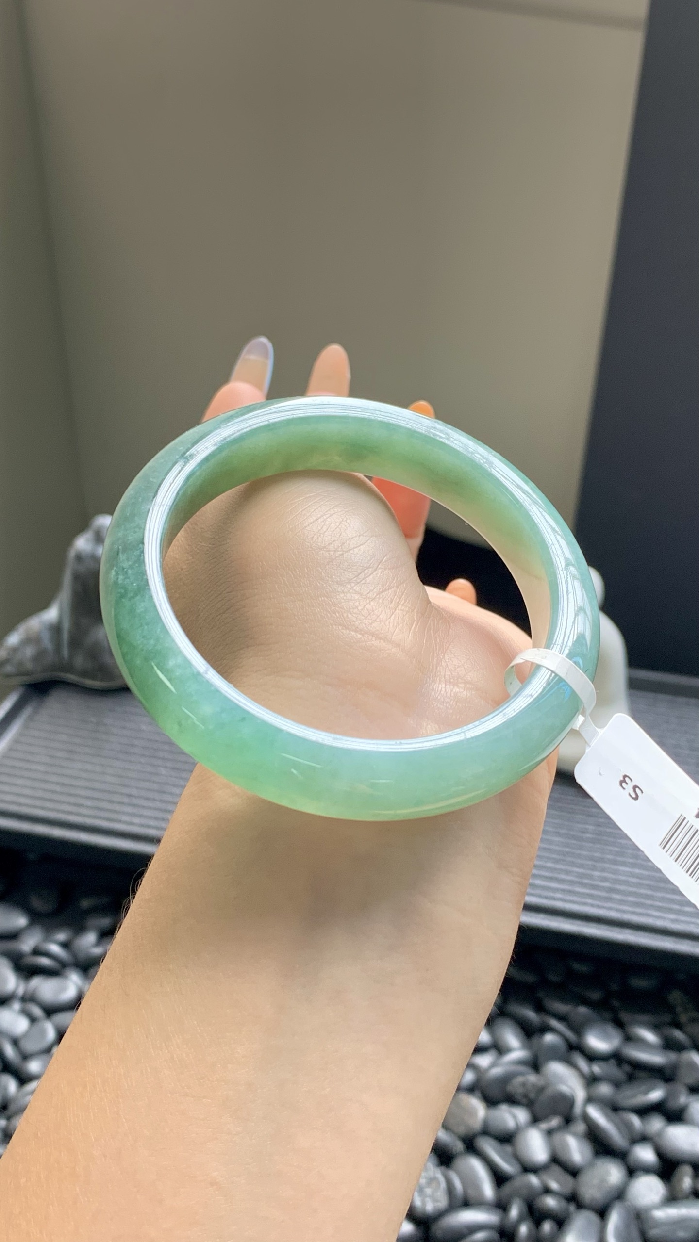 湖水绿正圈手镯成品 HYC-84 尺寸：56-12-8