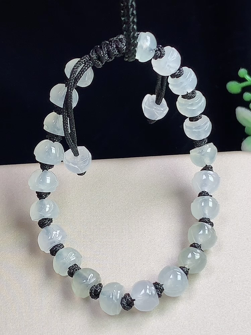 冰种莲花手串，尺寸6.0-4.3mm，j16sxf