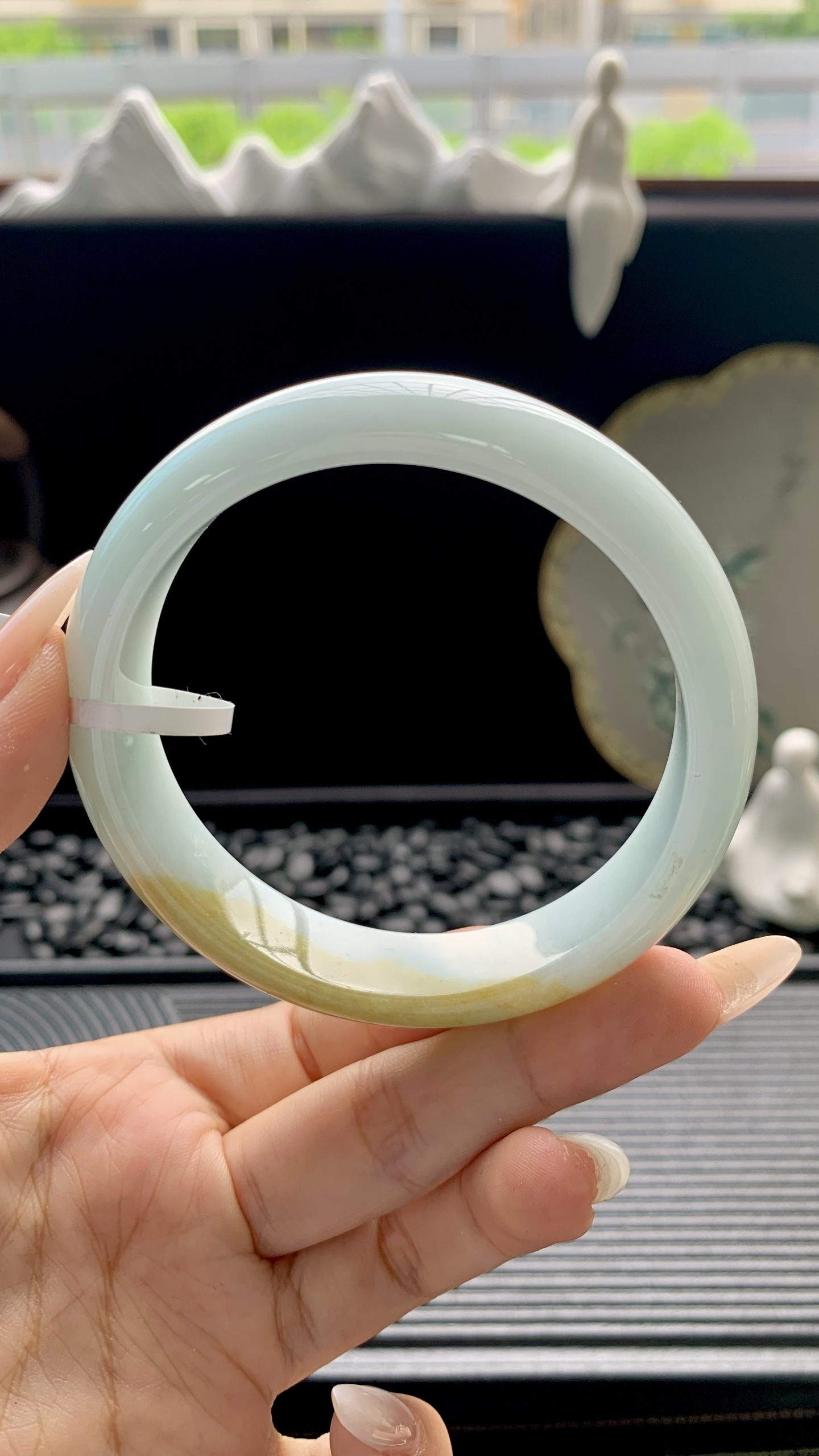 宽版黄翡正圈手镯成品 HYY-3315 尺寸：60-14-8