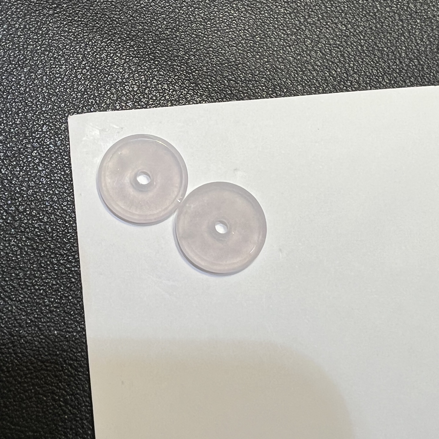 ️冰种翡翠平安扣裸石一对天然缅甸A货白冰小扣子精品，一对，15.5-2.8