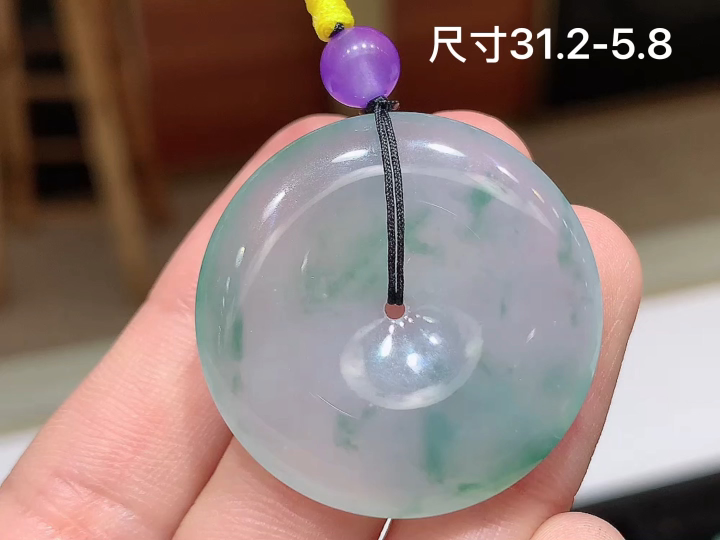️ 冰飘花平安扣 老坑冰透 种老水足 水润光泽 性比高 无裂 尺寸看图 31.2-5.8