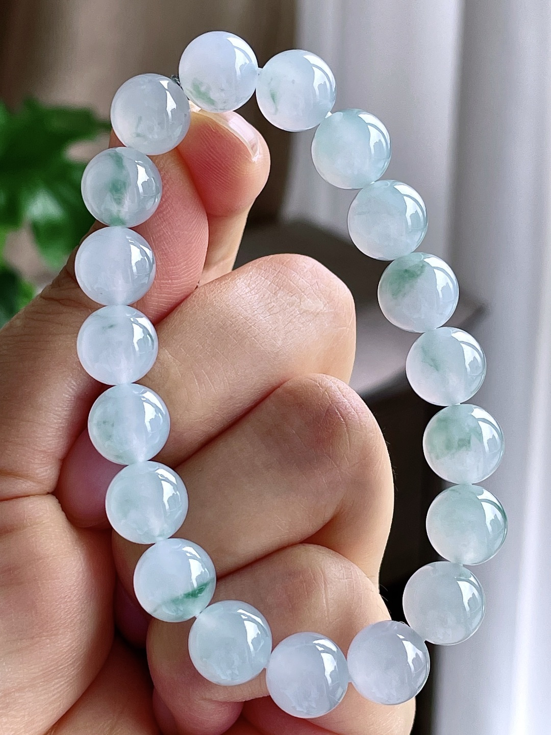 珠子 冰种飘花手链圆珠珠子手链 缅甸 性比高 尺寸9.8mm 重量32.3克
