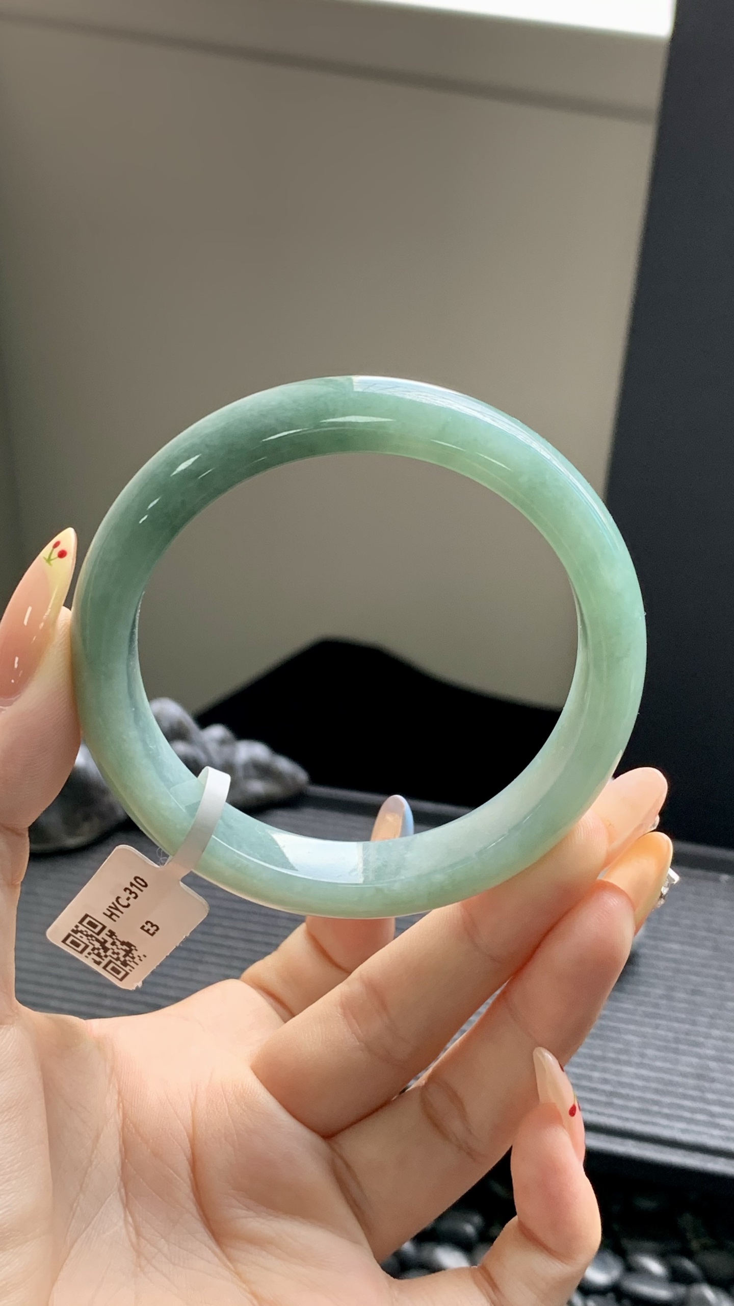湖水绿正圈手镯成品 HYC-310 尺寸：57-12.5-8